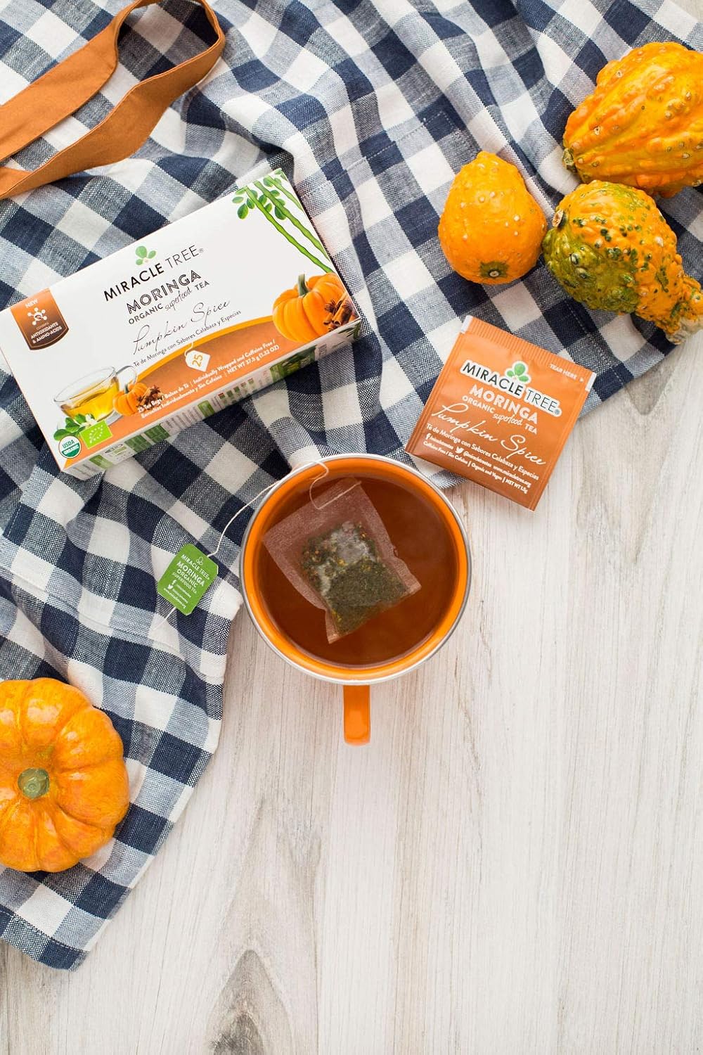 Miracle Tree – Té de moringa orgánico, superalimento, 25 sacos de té individuales sellados.