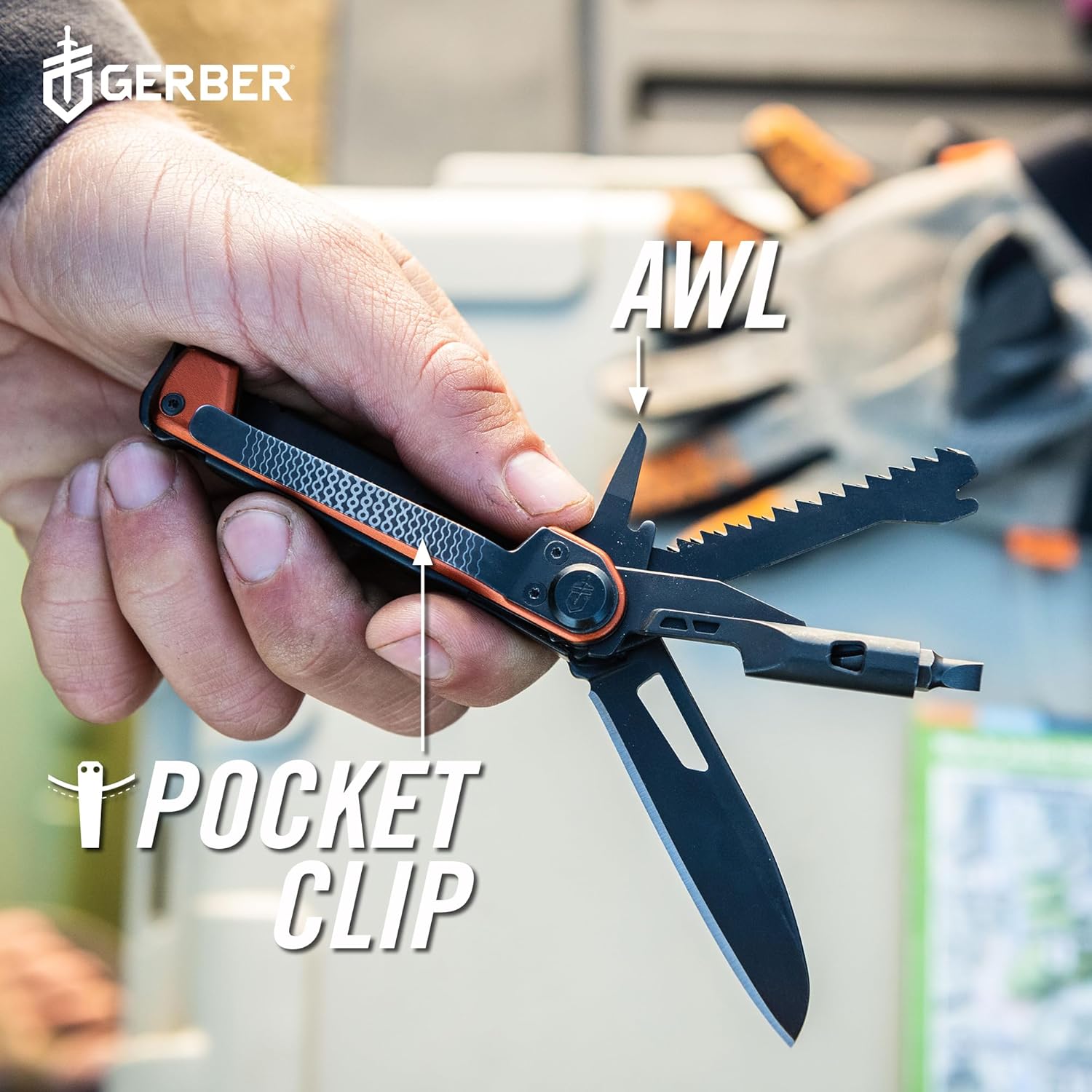 Gerber Gear Armbar Trade – Multiherramienta 8 en 1 – Hoja de borde liso de 2.5 pulgadas, barra de palanca, martillo – Equipo y equipo EDC – Onyx