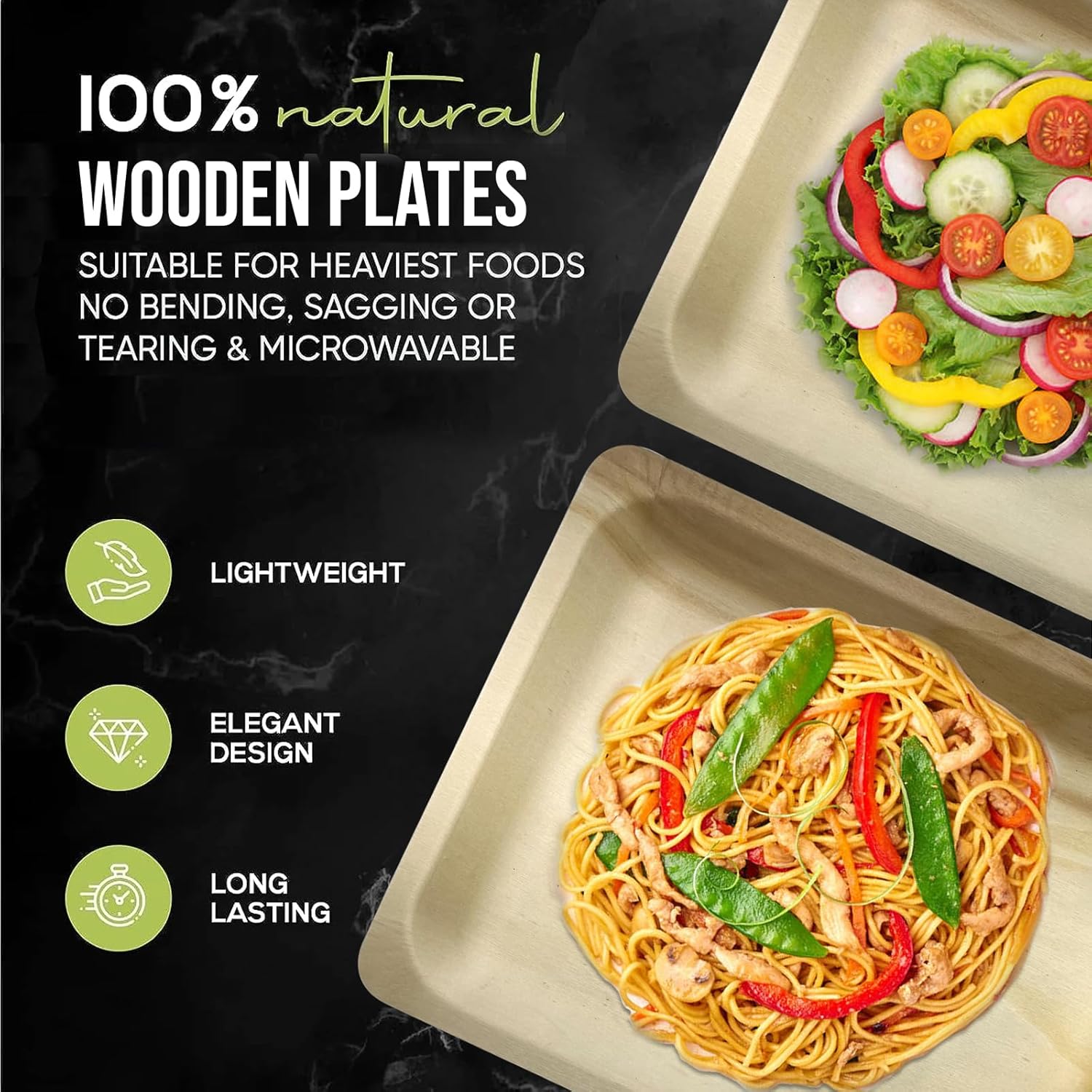 Platos de madera de 10 pulgadas con impresión personalizada “Thankful for God’s Blessings” – Paquete de 25 unidades