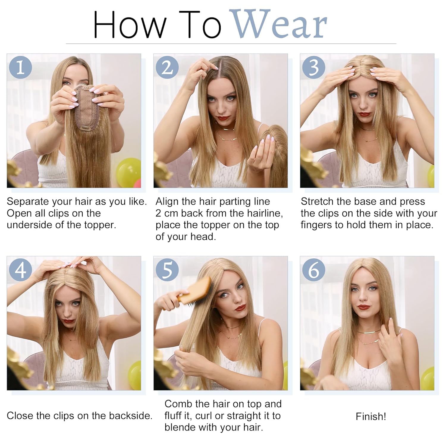 Toppers para el cabello para mujer, cabello humano real, sin flequillo, base de seda, 150% de densidad, extensiones de cabello con clip, piezas de