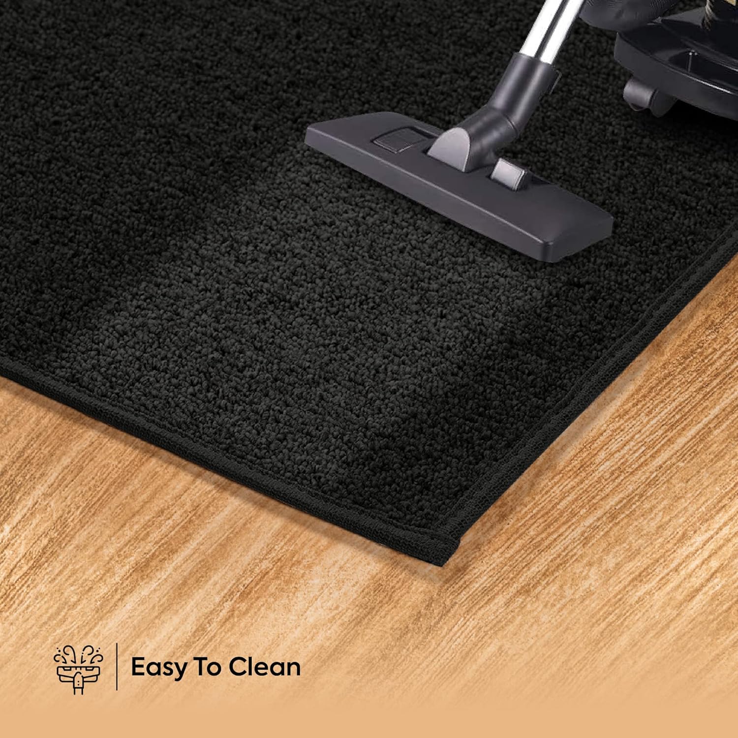 Furnish my Place Alfombra moderna para interiores y exteriores, color negro liso, alfombra para cuarto de bebé, alfombra moderna para sala de estar,