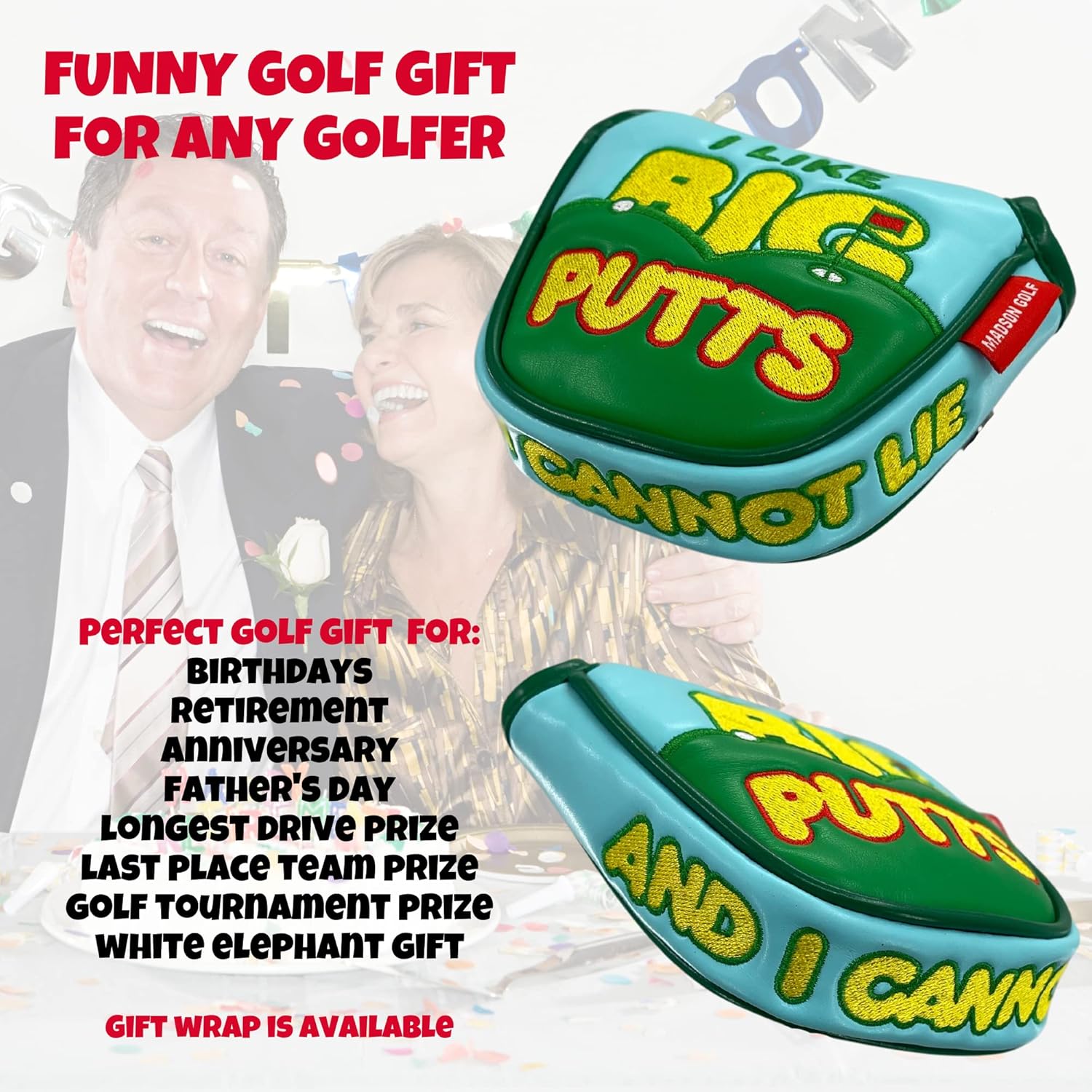Divertida funda para putter de golf, con texto en inglés “I Like Big Putts and I Cannot Lie Headcovers divertidas para la cabeza de golf para los