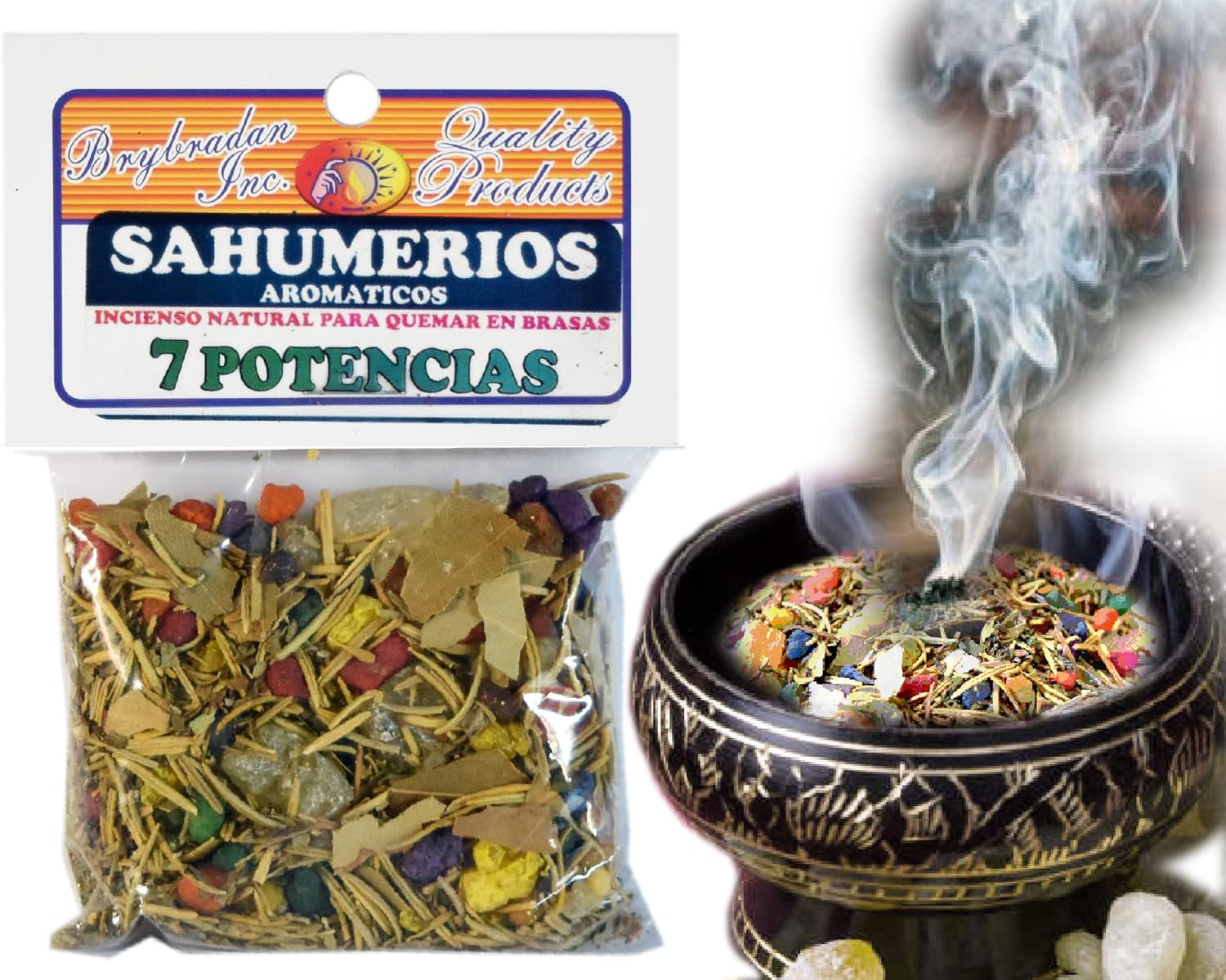 1 PC Seven Powers-7 POTENCIAS Mezcla de incienso herbario SAHUMERIO ESPIRITUAL DE HIERBAS para quemar sobre carbón vegetal