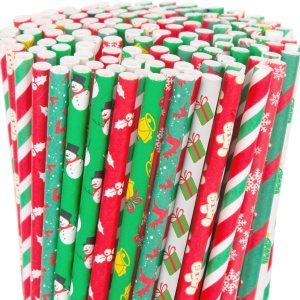 120 popotes de papel de Navidad, pajitas de Navidad de 10 estilos, pajitas decorativas para decoración de fiestas de Navidad, manualidades 120 popotes de papel de Navidad, pajitas de Navidad de 10 estilos, pajitas decorativas para decoración de fiestas de Navidad, manualidades