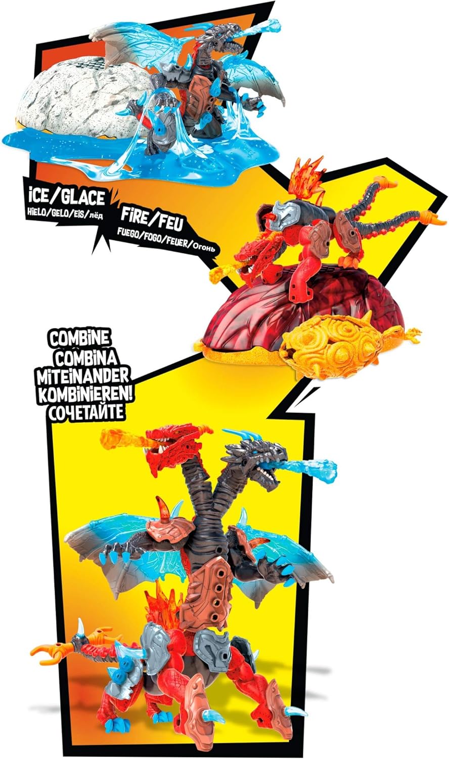 Mega Construx Breakout Beasts – Juego de construcción Fusion Beast 2 en 1 con 2 figuras para construir, slime para niños
