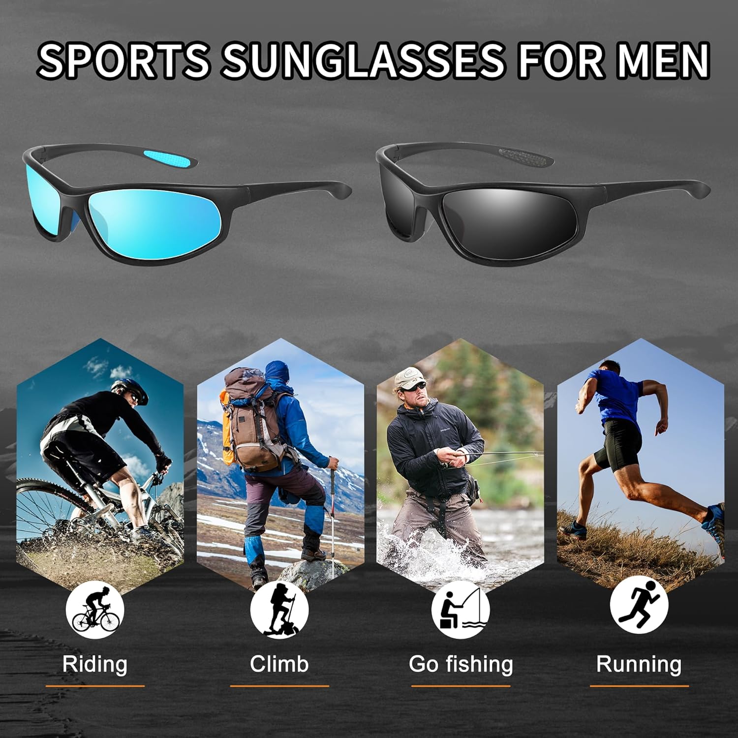 Gafas de sol polarizadas para hombre, gafas de sol de pesca, gafas de sol con protección UV, gafas de sol para conducir ciclismo