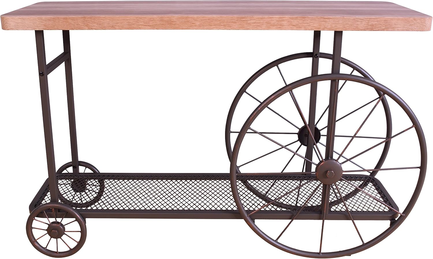 Acme Francie – Consola rectangular de madera con estante en roble y gris antiguo