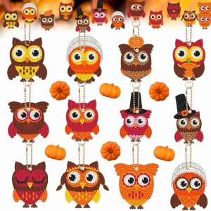 Juego de 12 llaveros de pintura de diamante de búhos para bricolaje, lindos búhos, animales, pintura de diamante, llaveros para principiantes, Juego de 12 llaveros de pintura de diamante de búhos para bricolaje, lindos búhos, animales, pintura de diamante, llaveros para principiantes,