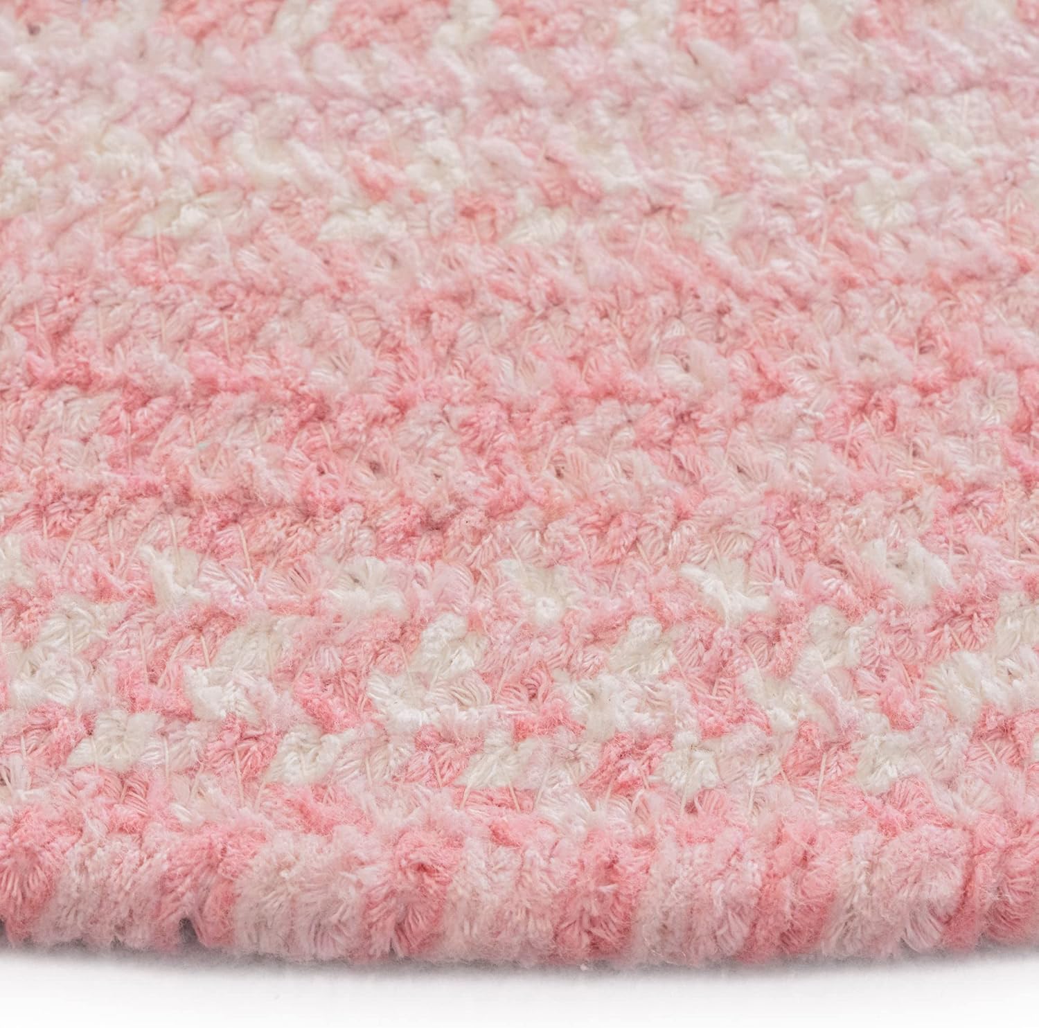 Fluffy Princess – Alfombra trenzada redonda de 0 pies y 36 pulgadas, color rosa