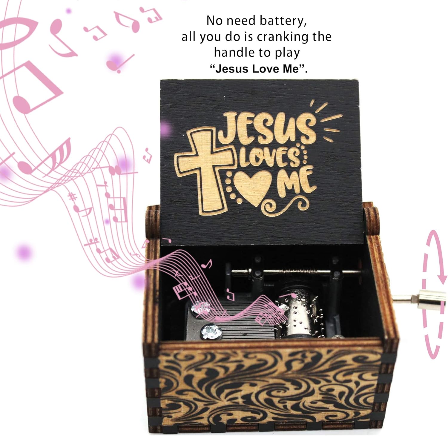 Caja de música de madera, cajas de música Jesús Love Me, regalo para cristianos, amigos, idea de regalo para cumpleaños, graduación, Navidad, Año