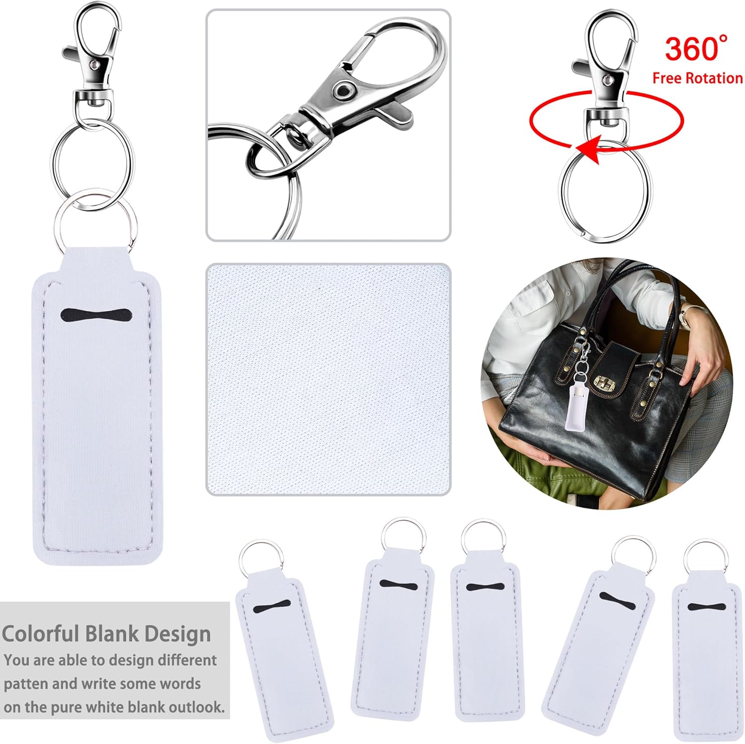 Duufin 20 piezas Chapstick llavero titular de bálsamo labial soporte para lápiz labial con 20 cordones de clip de metal para bolso mochila