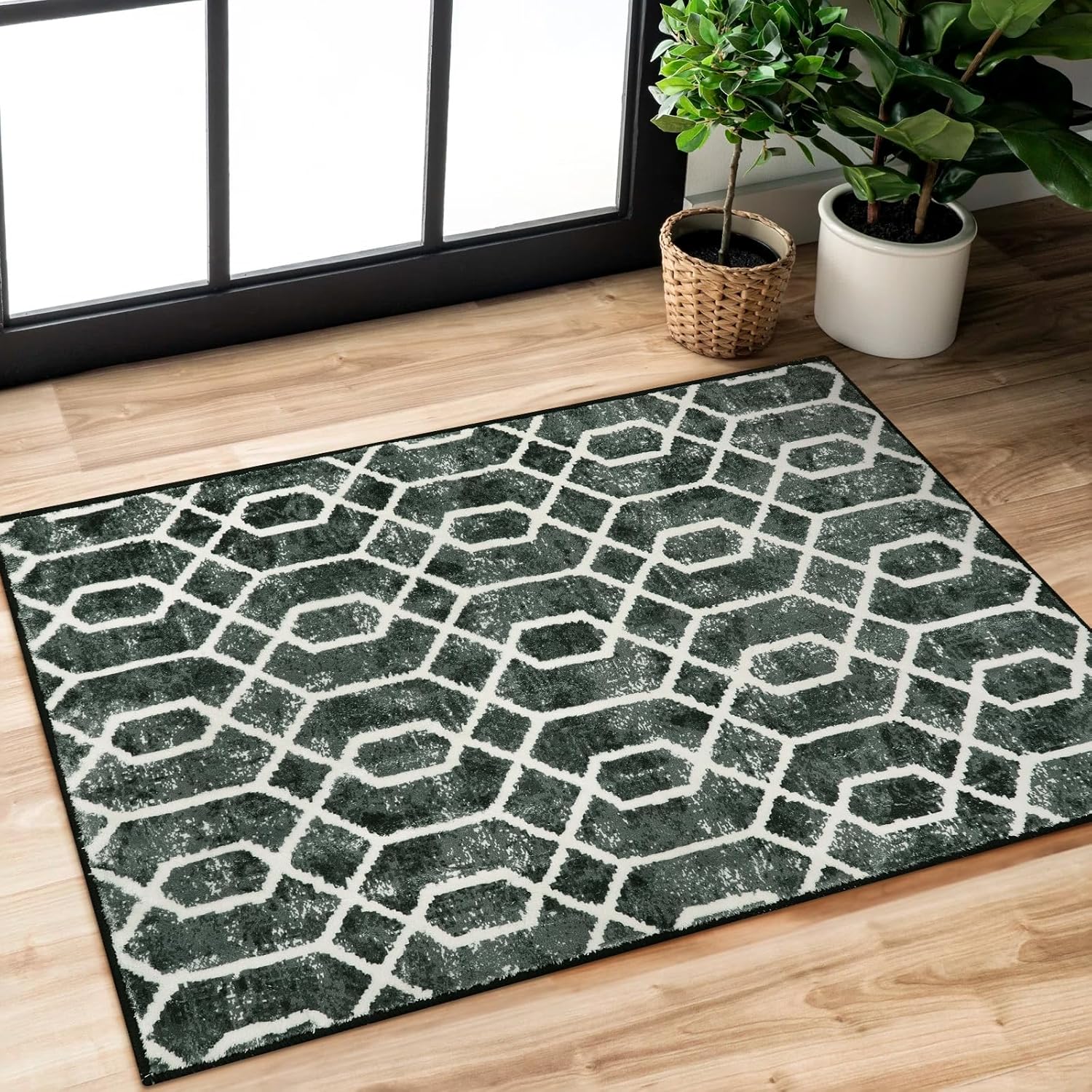 Lahome Alfombras marroquíes de baño, 2 x 3 pies, lavables, para entrada, envejecidas, antideslizantes, para piso, tapete para puerta, dormitorio,