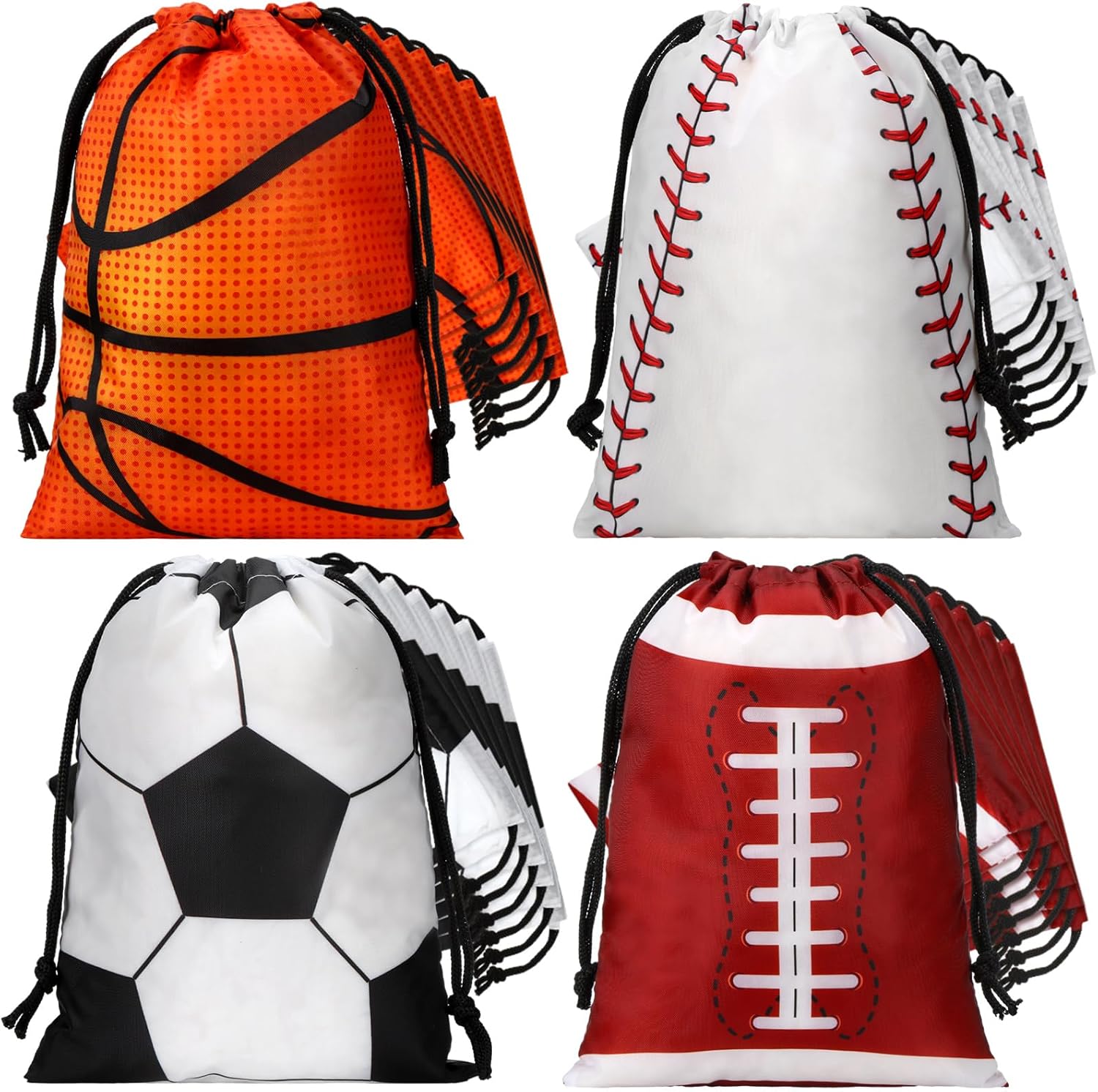 Berlune 24 bolsas de golosinas deportivas de fútbol, bolsas de recuerdos de fiesta deportiva, bolsas de aperitivos de 7 x 10 pulgadas, bolsas de