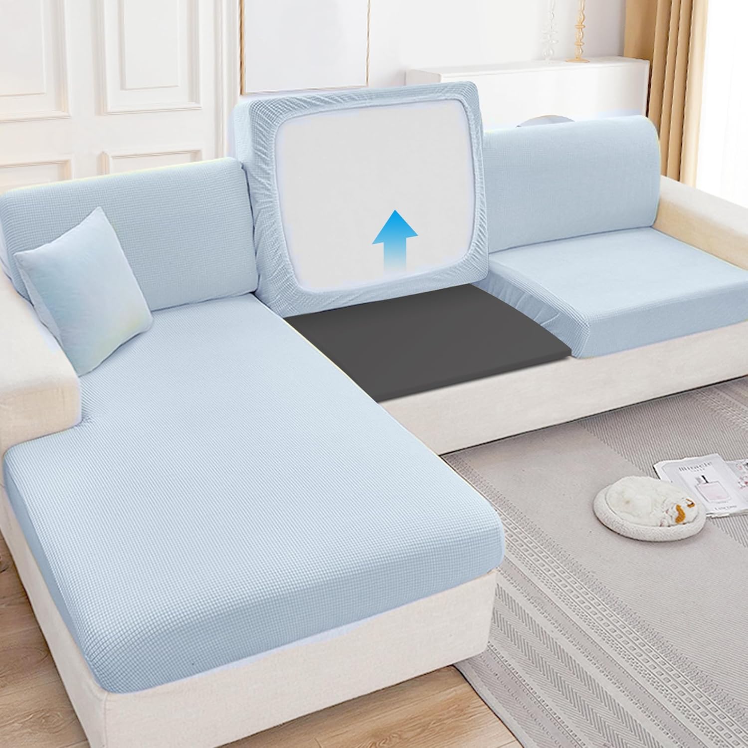 Soporte de asiento para muebles, 20 x 20 pulgadas, cojín de espuma de alta densidad para sofá, cojín de soporte de reparación de hundimiento,
