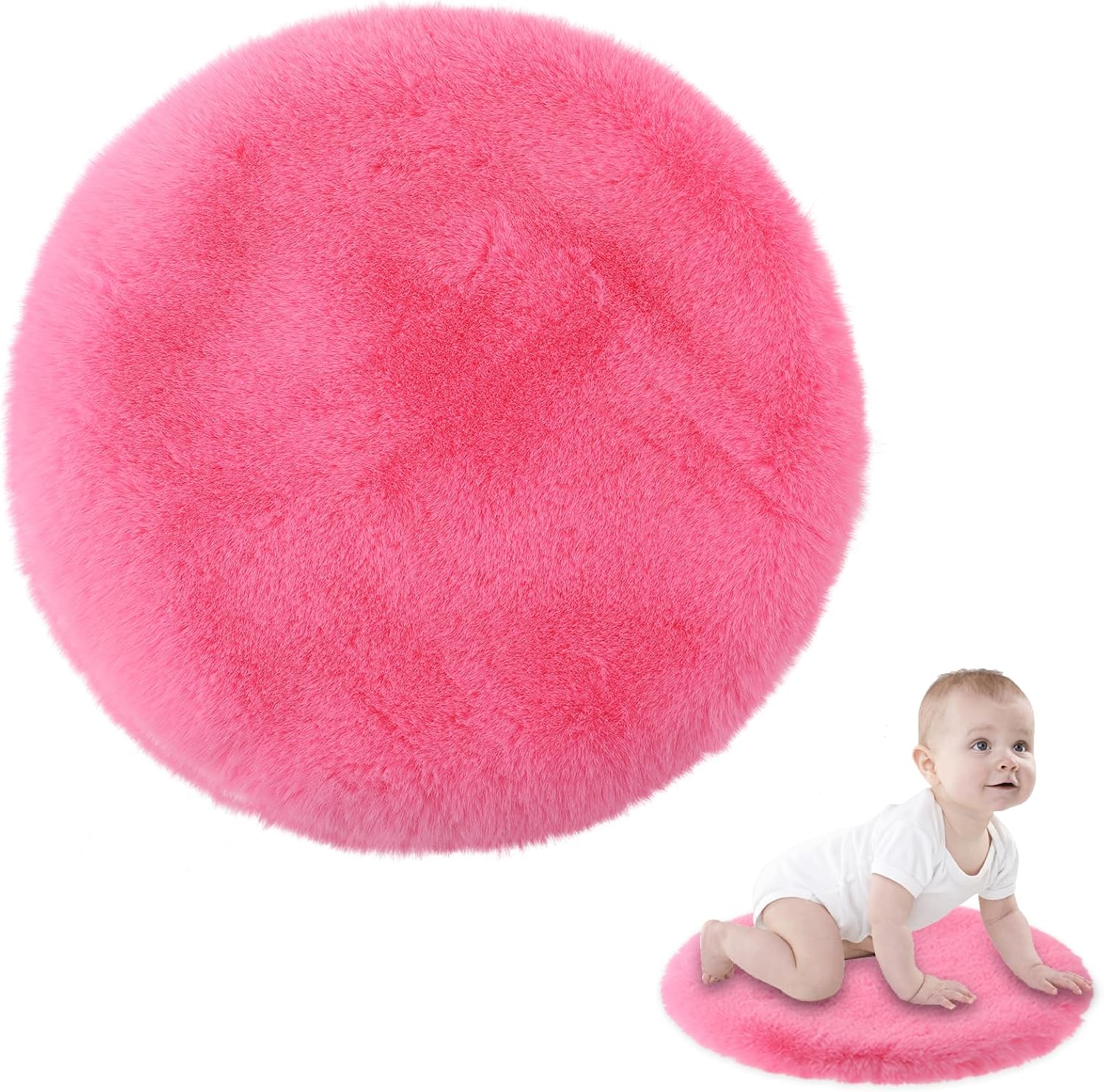 Alfombra redonda de piel sintética de 12 pulgadas, suave, mullida, lavable, funda de asiento para dormitorio, sala de estar, decoración de