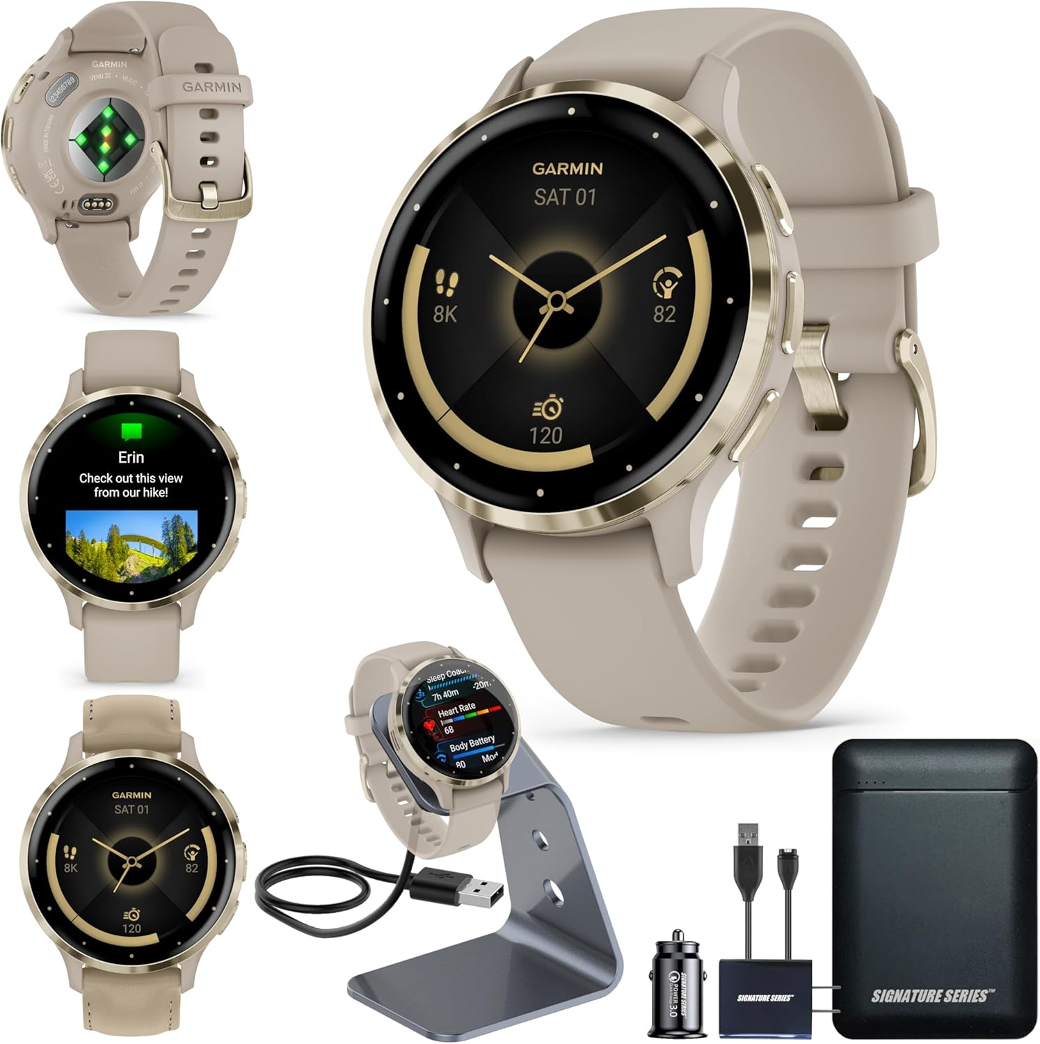 Garmin Venu 3S, reloj inteligente GPS con pantalla AMOLED, gris francés, características avanzadas de salud y fitness, hasta 10 días de duración de