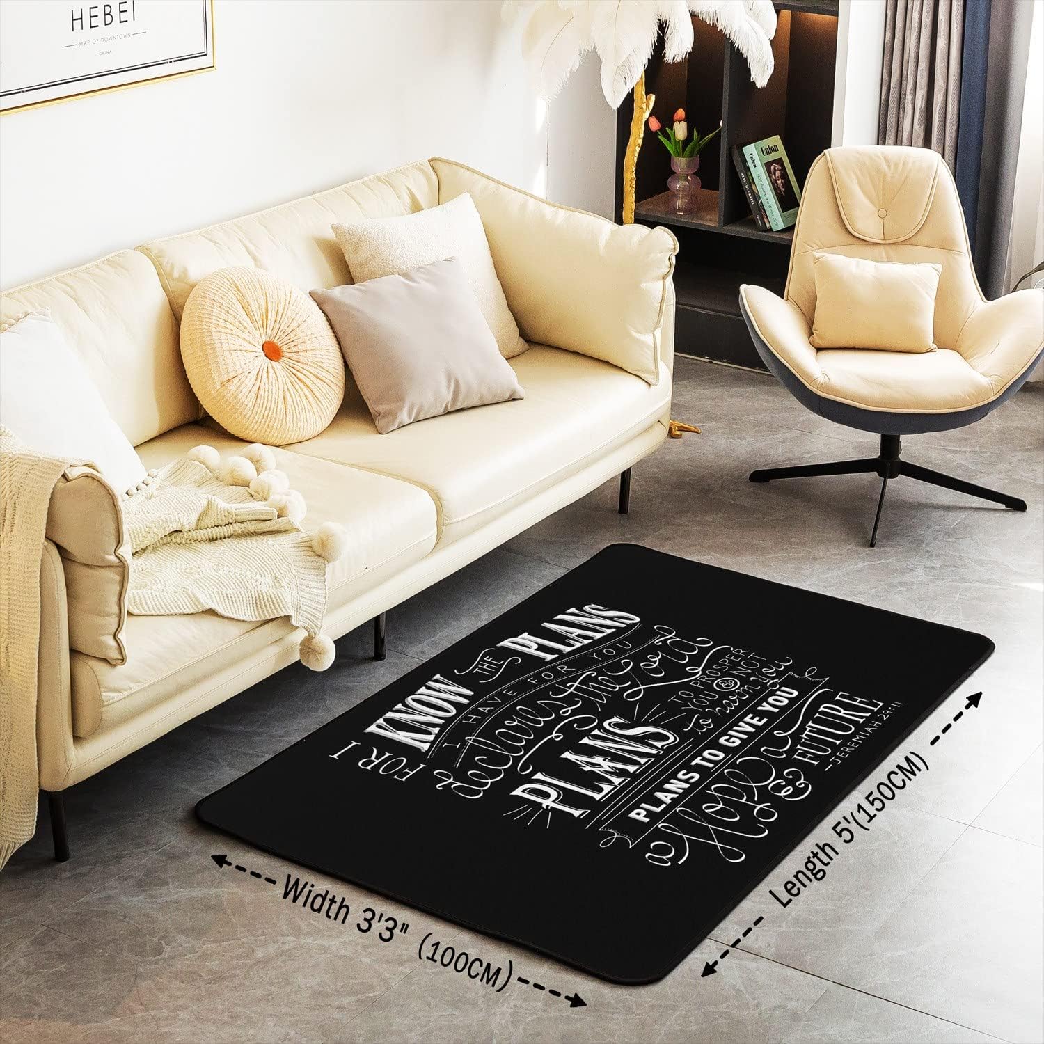 Alfombra vintage con versículo bíblico para niños, de 5 x 7 pulgadas, con versículo bíblico cristiano, Jeremías, para dormitorio, sala de estar,