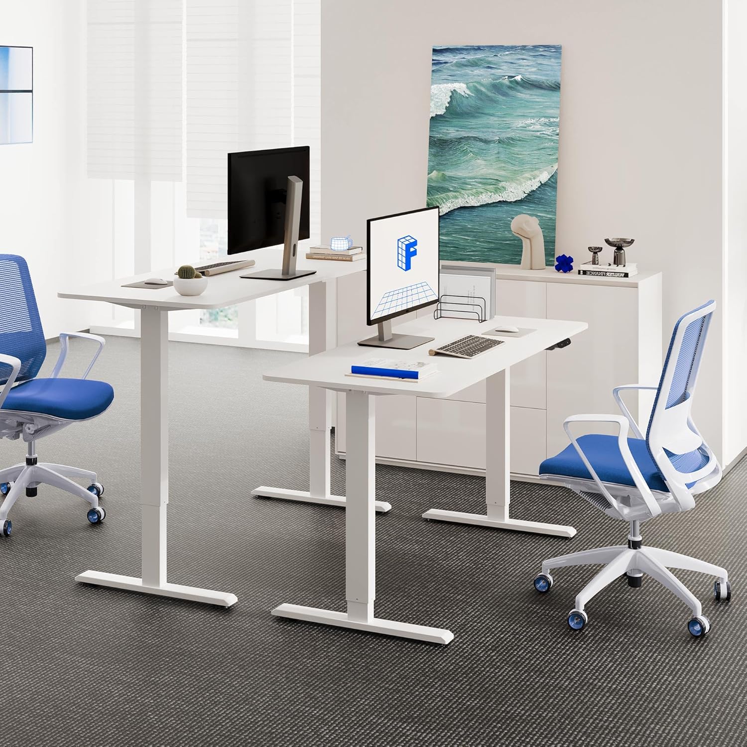 FLEXISPOT Escritorio de pie de altura ajustable de 55 pulgadas, escritorio de computadora para oficina en casa, escritorio de pie, color blanco