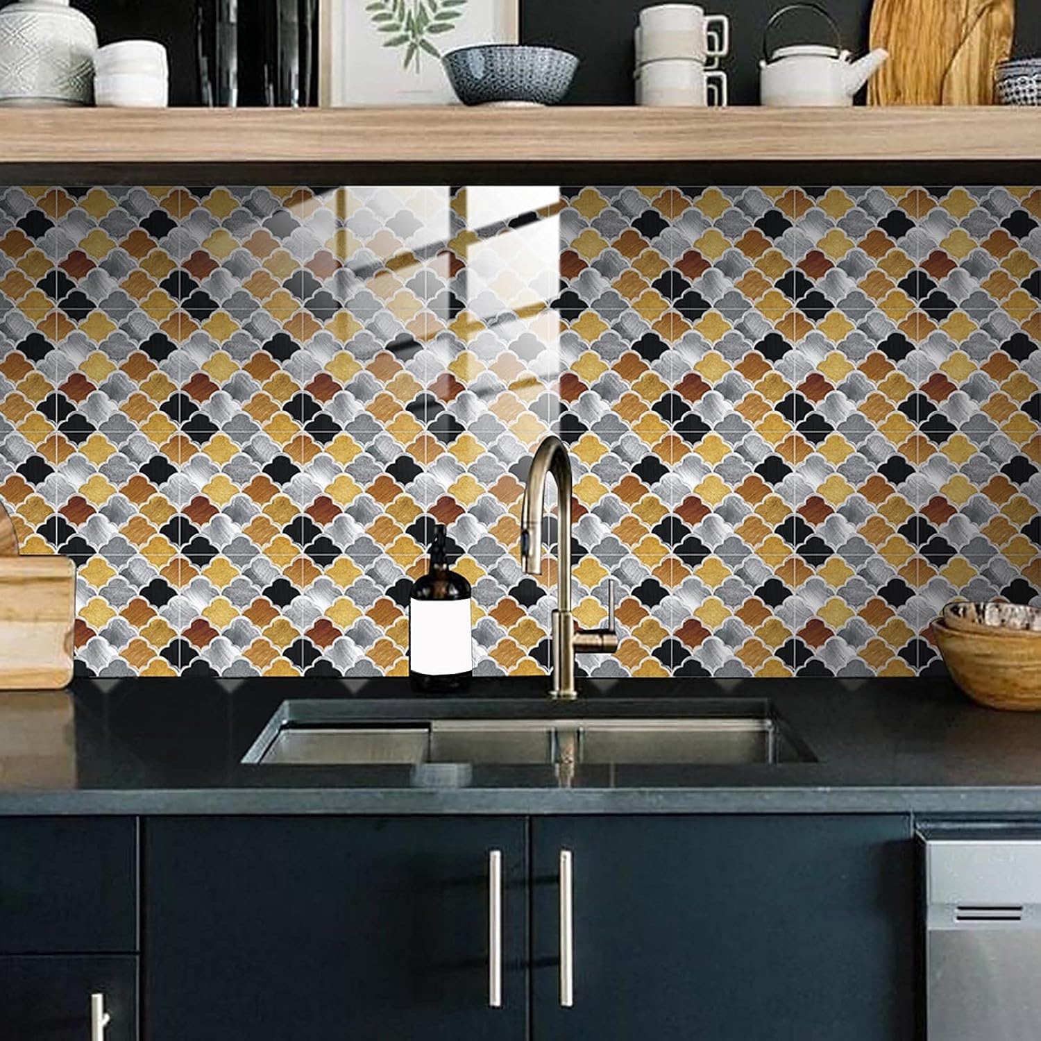 5 azulejos autoadhesivos de ladrillo para cocina, despegar y pegar, azulejos autoadhesivos 3D para salpicaduras de cocina, azulejos autoadhesivos 3D