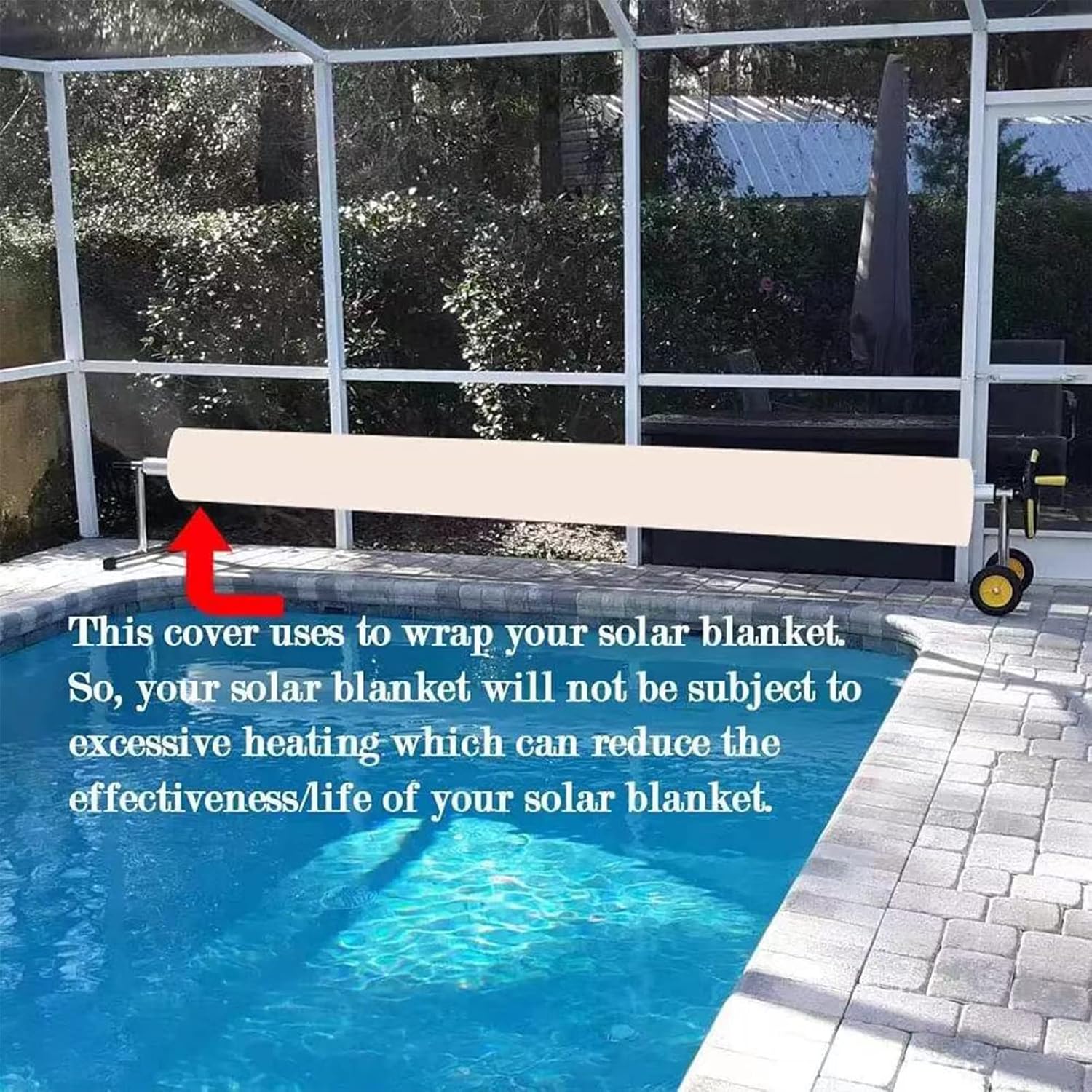 Cubierta protectora de carrete solar para piscina, cubierta impermeable para carrete de piscina, cubierta de manta solar para piscinas de hasta 24