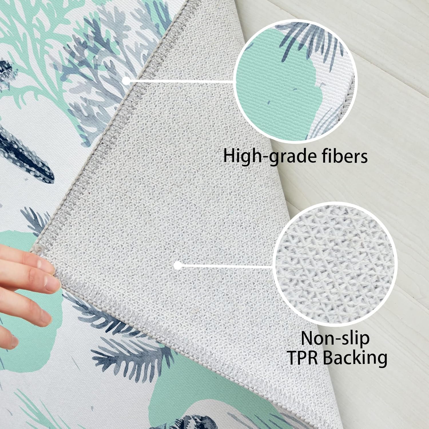 Tritard Alfombras Coastal Area Rugs – Alfombras náuticas con temática de playa, antideslizantes, lavables a máquina, modernas para sala de estar o