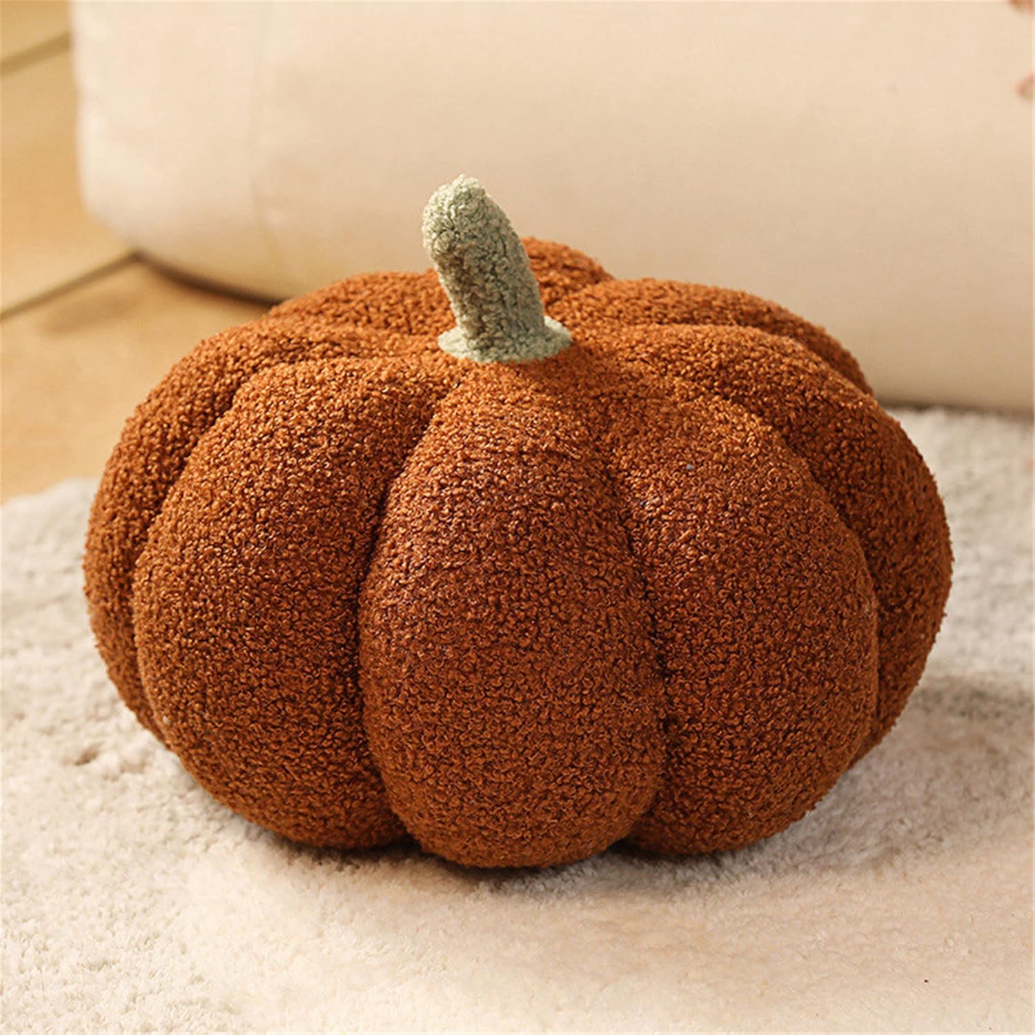 Almohada decorativa de calabaza, cojín de suelo, cojín de sofá, almohada de lectura para automóvil (marrón, 13.7 pulgadas)