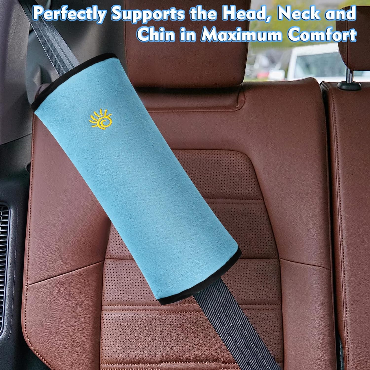 SSAWcasa Almohada para cinturón de seguridad para niños, paquete de 2 fundas de almohada para cinturón de seguridad para viajes de niños, almohada