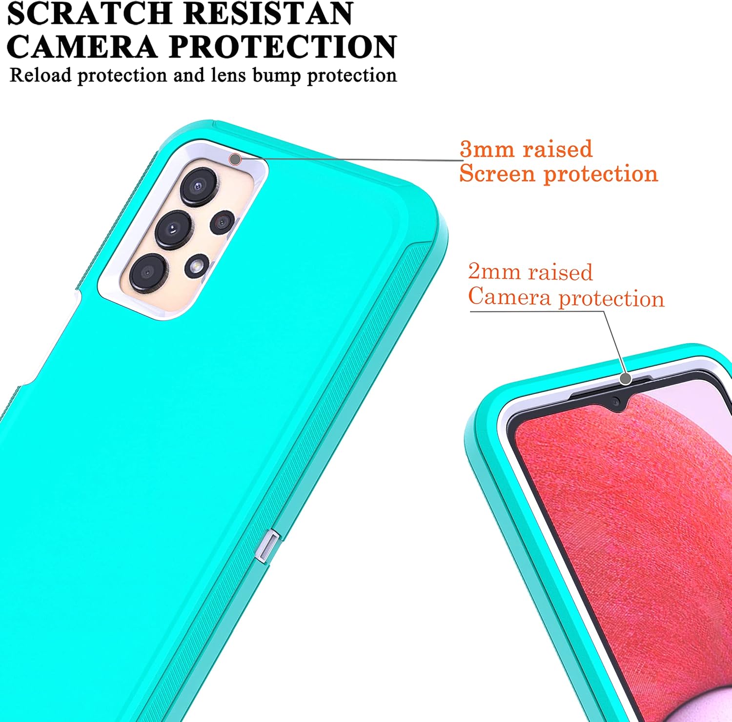YmhxcY Funda para Samsung Galaxy A13 4G-5G con película a prueba de explosiones 2 unidades y película protectora de pantalla de lente de cámara 2