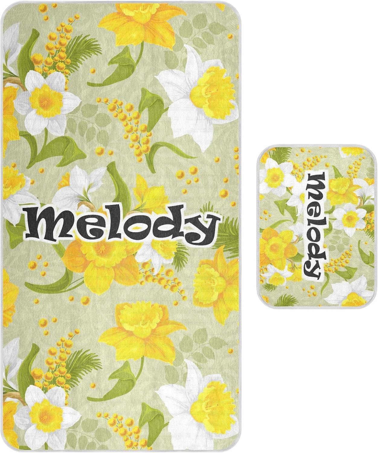 Custom Retro Flower Faffodils Leaves Crib Mattress Protector Pad for Boys Girls Baby Ice Silk Mat Bed Pack N Play Sheets Cooling Mattress Topper