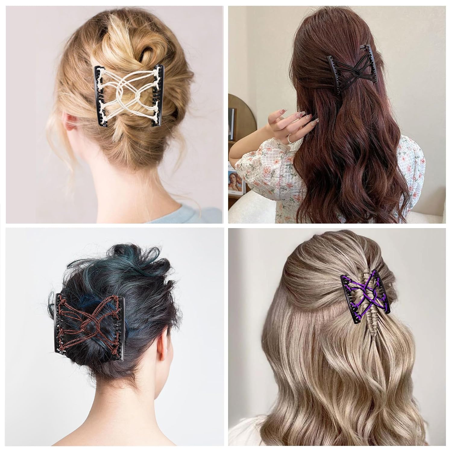 4 piezas de peine elástico mágico para el cabello, doble peine elástico, pinzas de horquilla de plástico, sin arrugas, peines para mujeres y niñas,