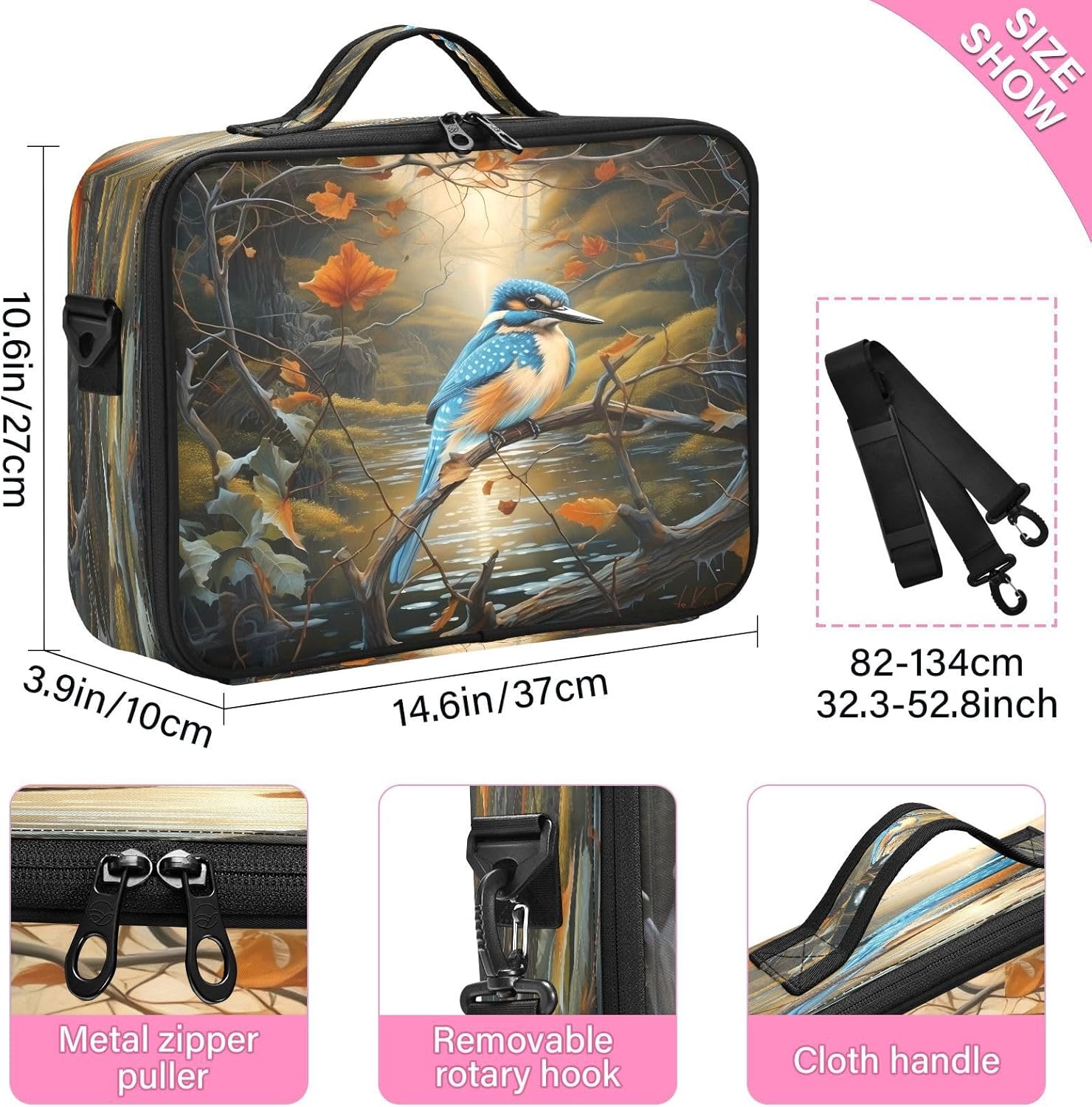 Blue Bird Riverside – Bolsa de maquillaje cosmética para artículos de aseo personal de viaje, bolsa de aseo para mujer, bolsa de aseo para mujer,