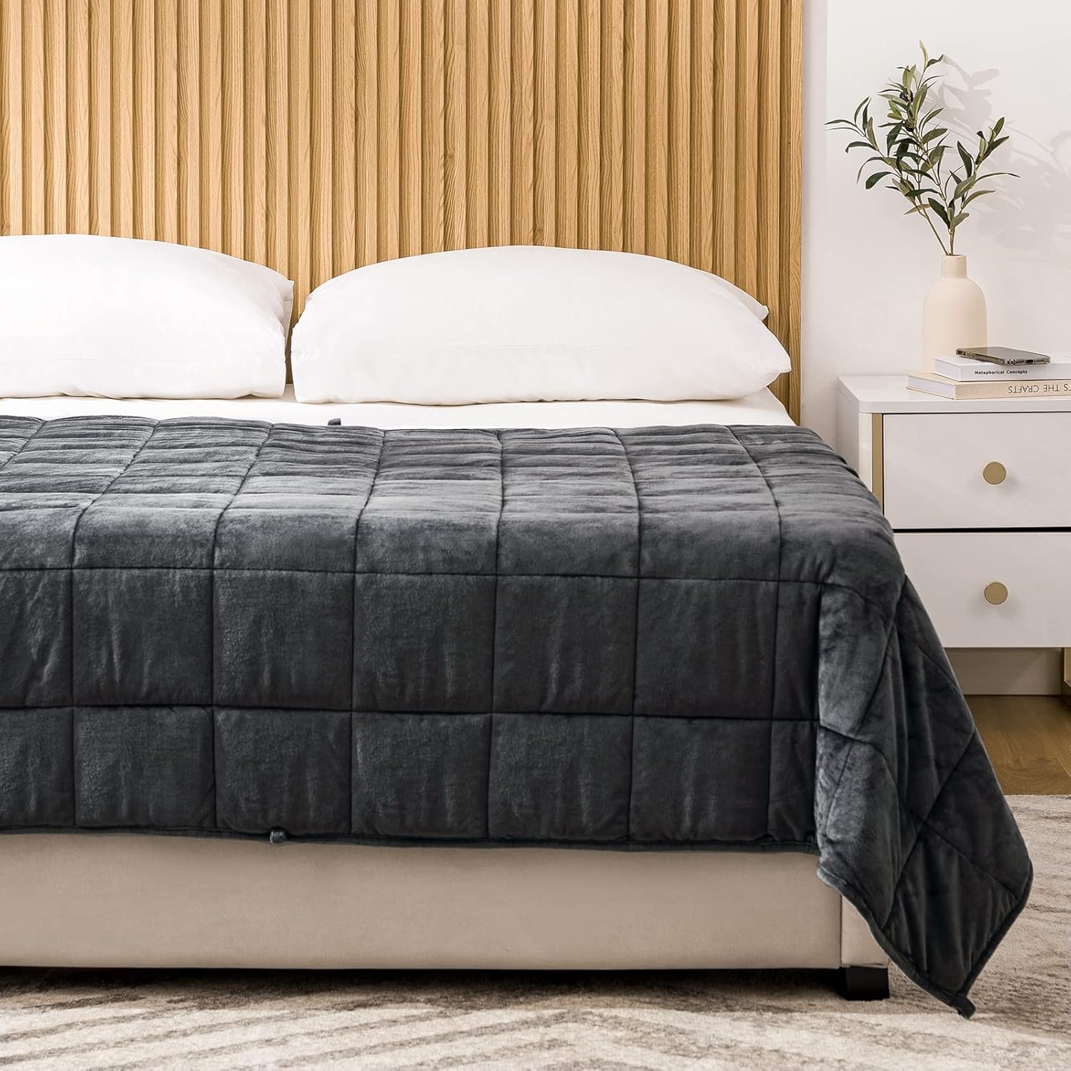 HBlife – Manta con peso de forro polar para adultos, manta de cama gruesa y afelpada de 15 libras con certificación Oeko-Tex, manta pesada