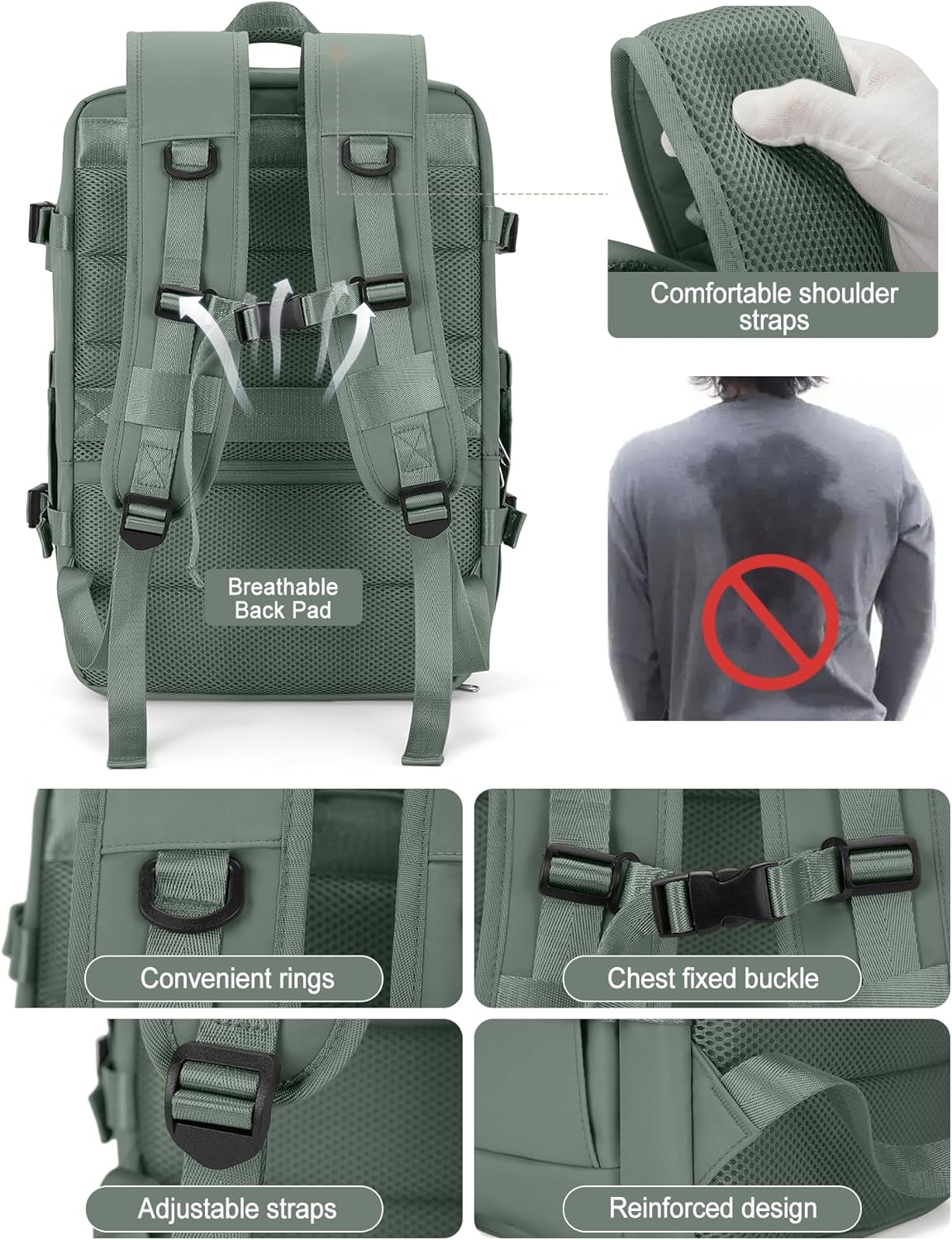 VGCUB Mochila grande de viaje para trabajo, negocios, mochila para computadora portátil aprobada para vuelo, para mujeres y hombres, mochila de