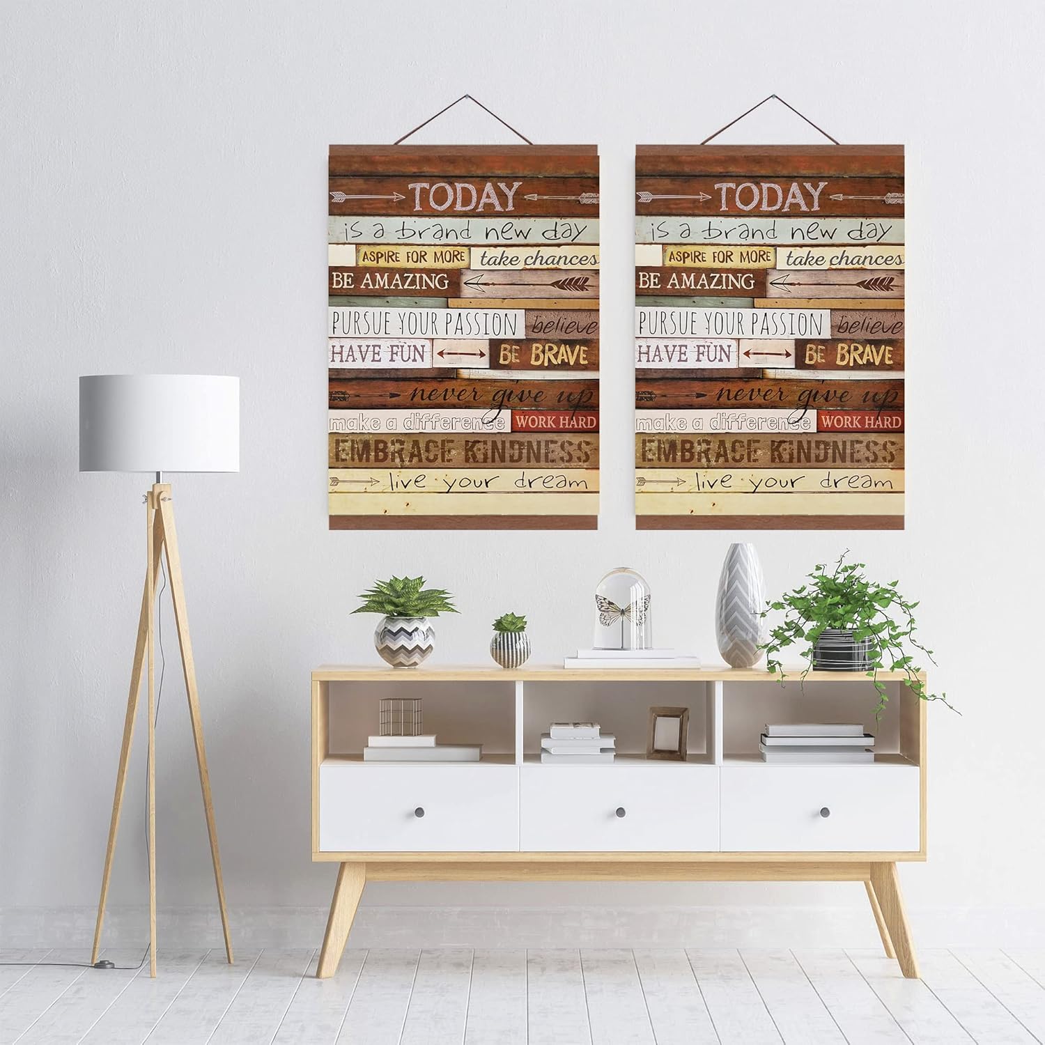 HoozGee Marco magnético para colgar pósteres e inspirador arte de pared con imán de madera clara, lienzo, impresiones de arte de 19.7 x 27.6in, kit