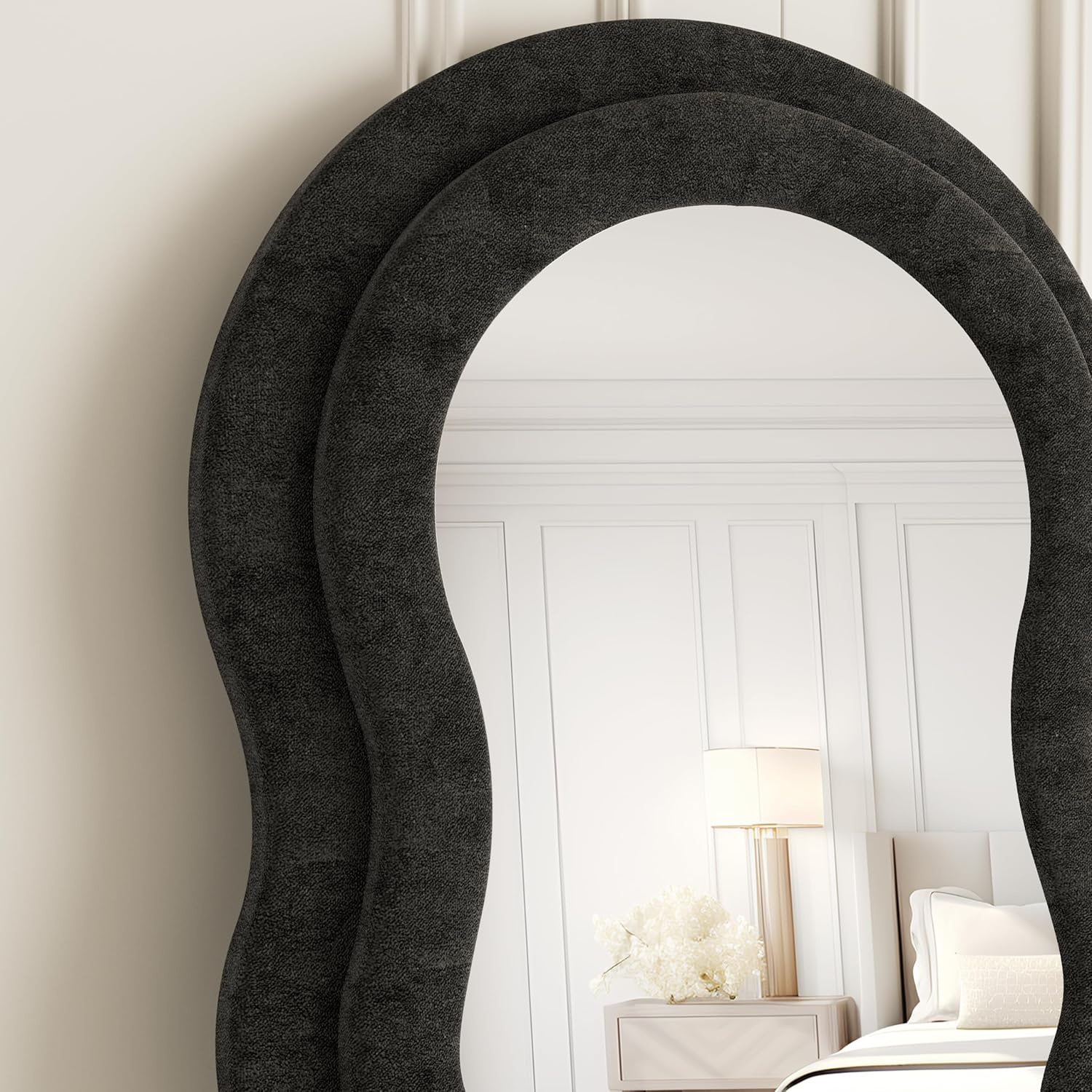 ZMYCZ Espejo de longitud completa, 63 x 24 pulgadas, espejo de pie arqueado, espejo de pared de franela en forma de nube, espejo de tocador para