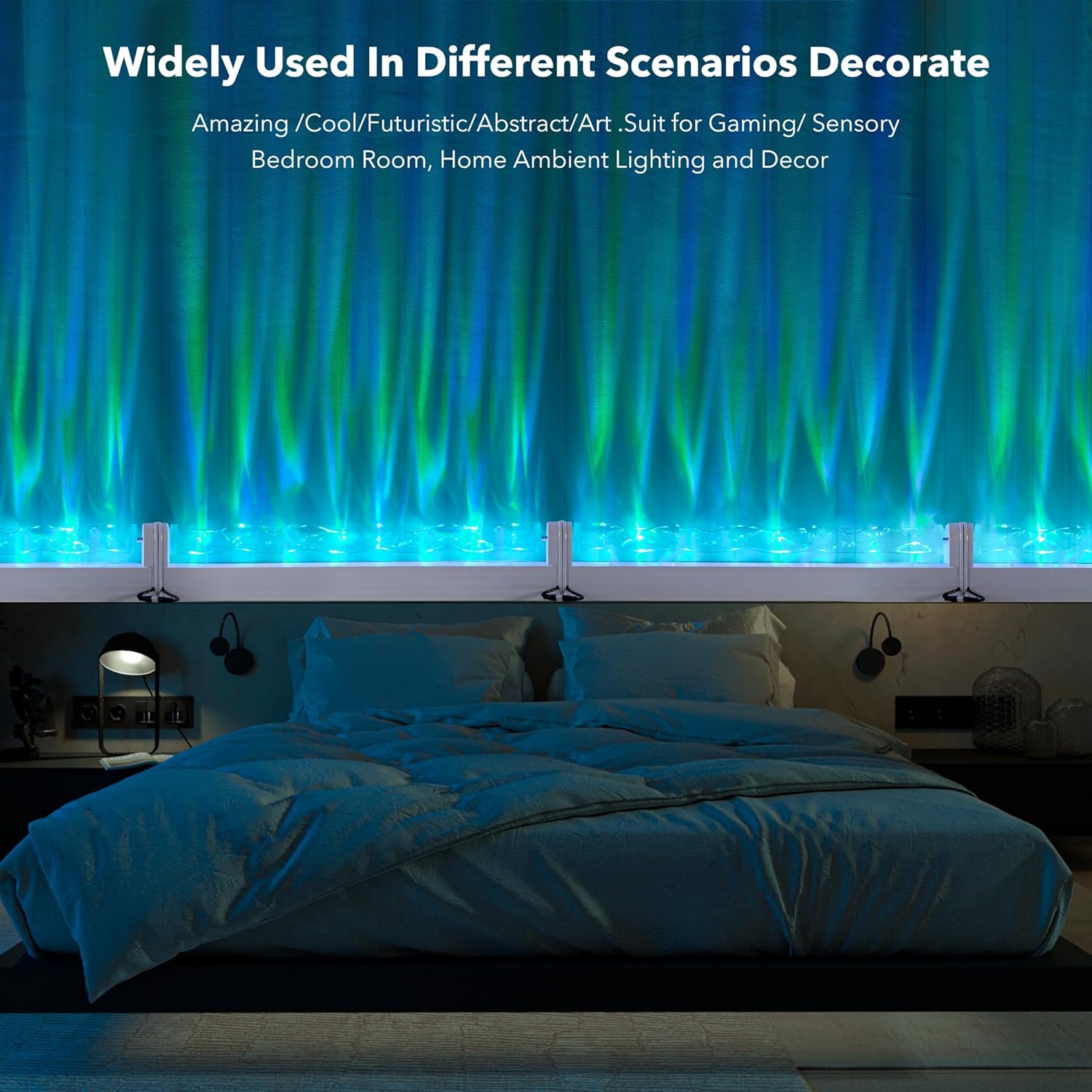Lámpara de proyector de luces RGB de ondas oceánicas, iluminación ambiental LED Knetic Aurora para decoración de pared, iluminación ambiental fresca