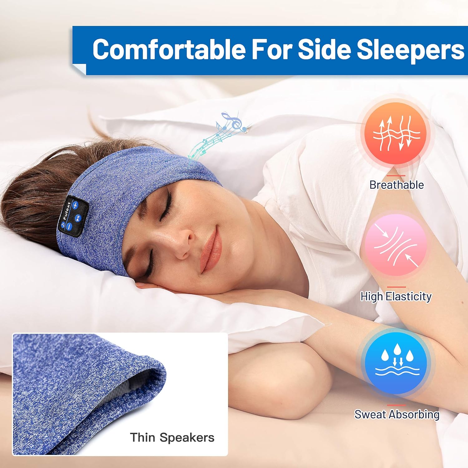 Perytong Auriculares deportivos Bluetooth para dormir, auriculares deportivos Bluetooth con altavoces estéreo HD ultrafinos perfectos para dormir,