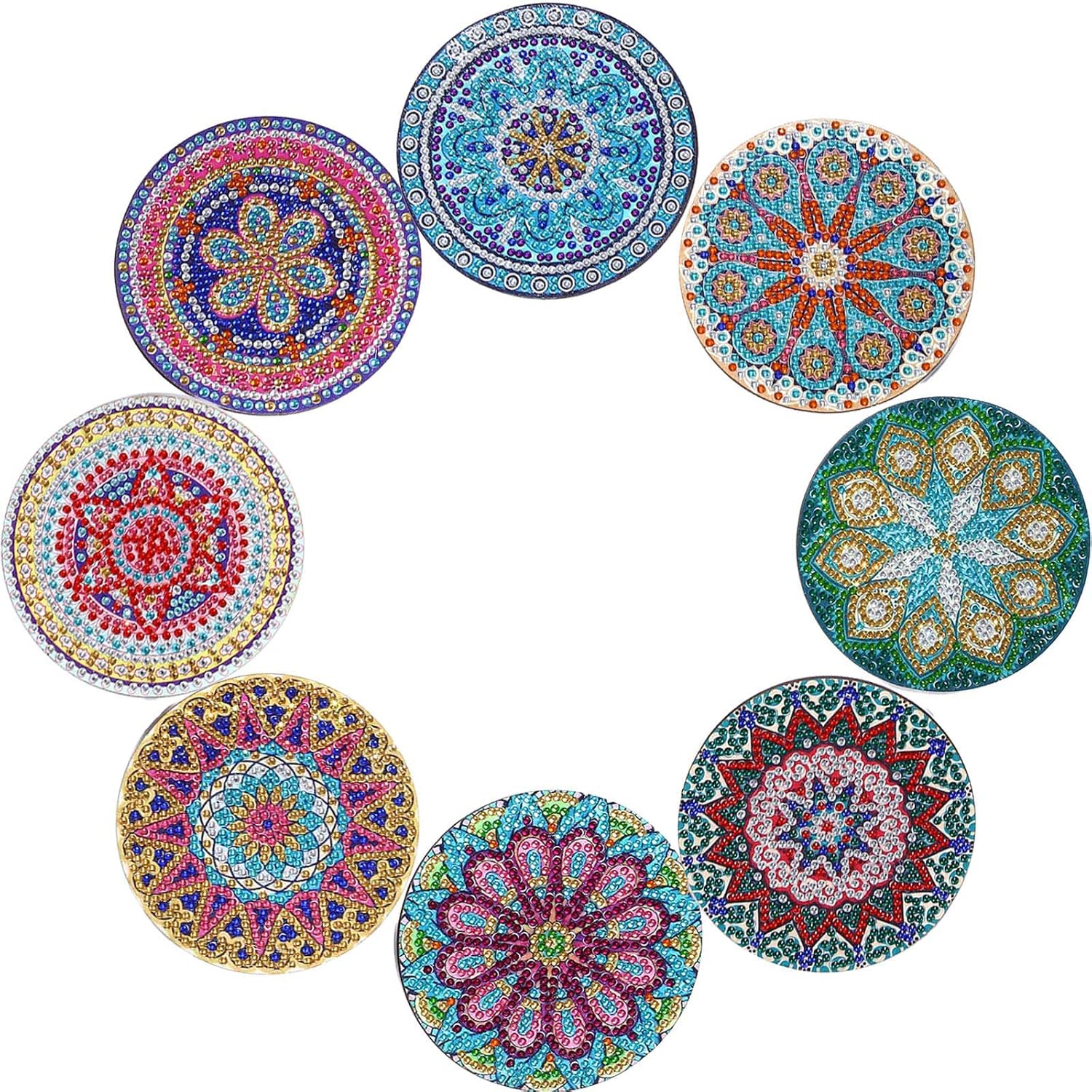 KOXXIAMOQ Juego de 8 posavasos de pintura de diamante 5D, posavasos de diamantes para manualidades y manualidades, posavasos de diamante para mesa