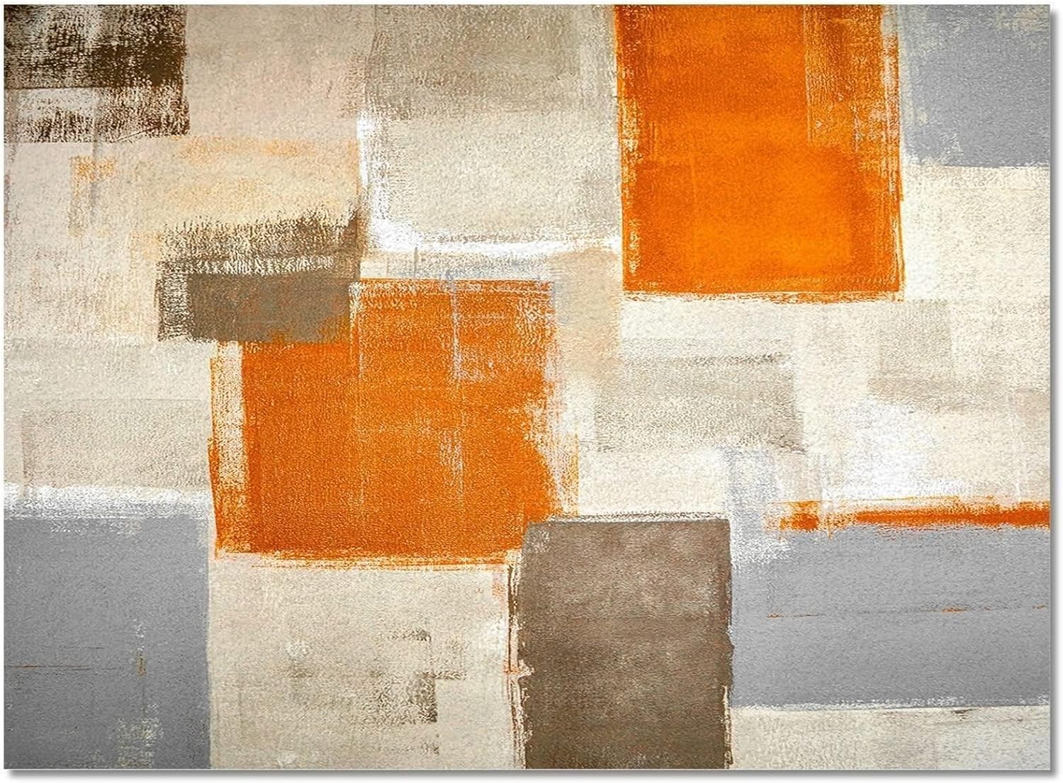 Alfombra artística de pintura al óleo para dormitorio, alfombra estampada naranja marrón gris, antideslizante, plegable, fácil de limpiar, lavable,