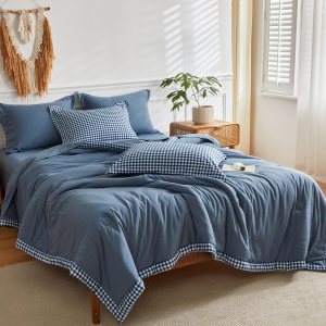 WARMDERN Juego de edredón de cuadros de búfalo tamaño King, juego de edredón ligero y suave, juego de ropa de cama tamaño King de 7 piezas con WARMDERN Juego de edredón de cuadros de búfalo tamaño King, juego de edredón ligero y suave, juego de ropa de cama tamaño King de 7 piezas con