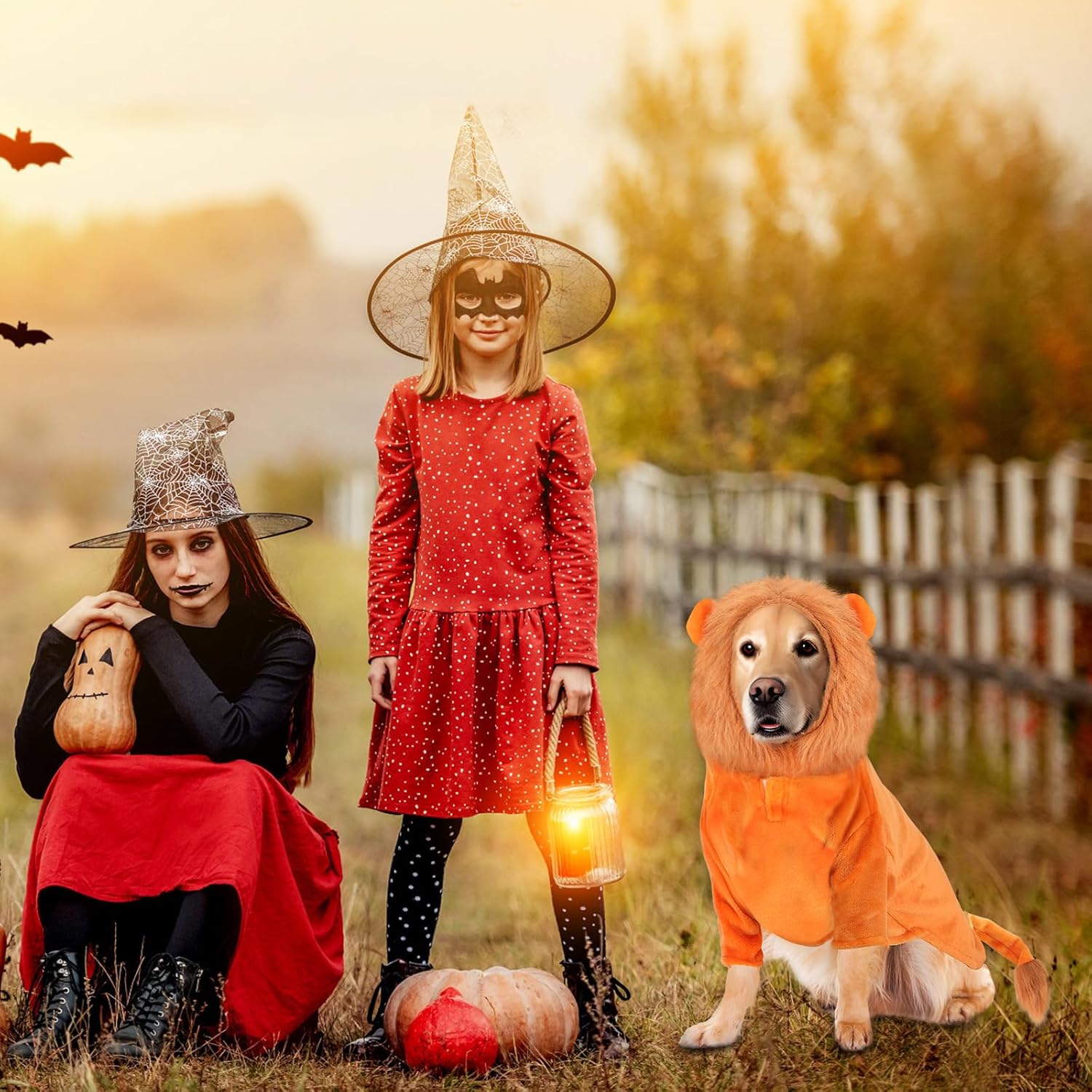 BWOGUE Disfraz de león para perros grandes, disfraz de perro león de Halloween, sudadera con capucha de forro polar cálido con agujero para correa,