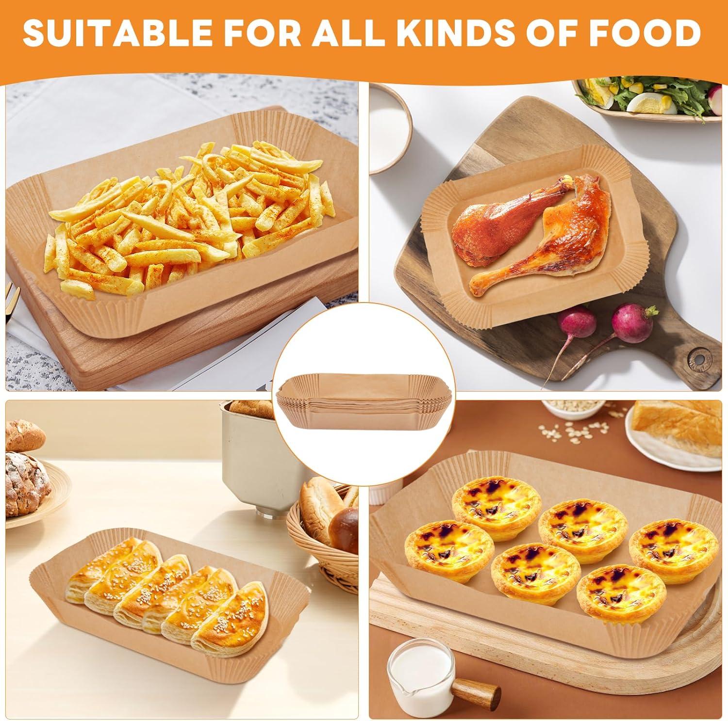 Forros de papel desechables para freidora de aire Ninja Dual Airfryer, papel pergamino antiadherente rectangular, accesorios para freidora de aire,