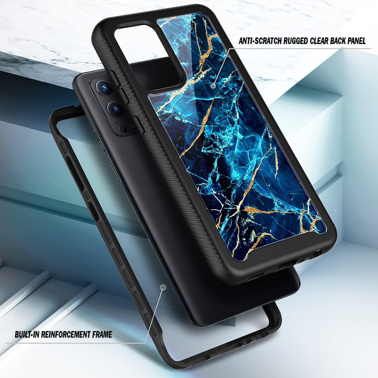 NZND Funda compatible con OnePlus 9 Pro 5G (2021) con protector de pantalla (cobertura máxima, película de TPU flexible), protección de cuerpo