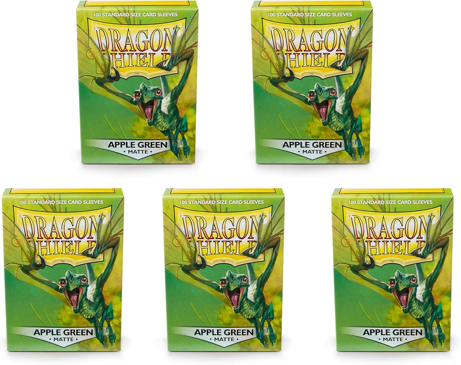 Paquete de 5 fundas para tarjetas Dragon Shield de tamaño estándar verde manzana mate, paquete de 100 unidades