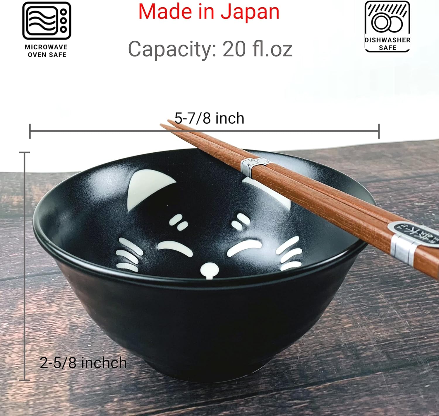 JapanBargain v 4693, juego de 2 cuencos y palillos de porcelana japonesa, cuencos de arroz y tazones de sopa, caja de regalo, fabricado en Japón,