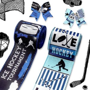 Threetols 2 rollos de cintas de hockey sobre hielo de 10 yardas con borde con cable, cintas de arpillera azul y blanco de 2.5 pulgadas para fiestas Threetols 2 rollos de cintas de hockey sobre hielo de 10 yardas con borde con cable, cintas de arpillera azul y blanco de 2.5 pulgadas para fiestas