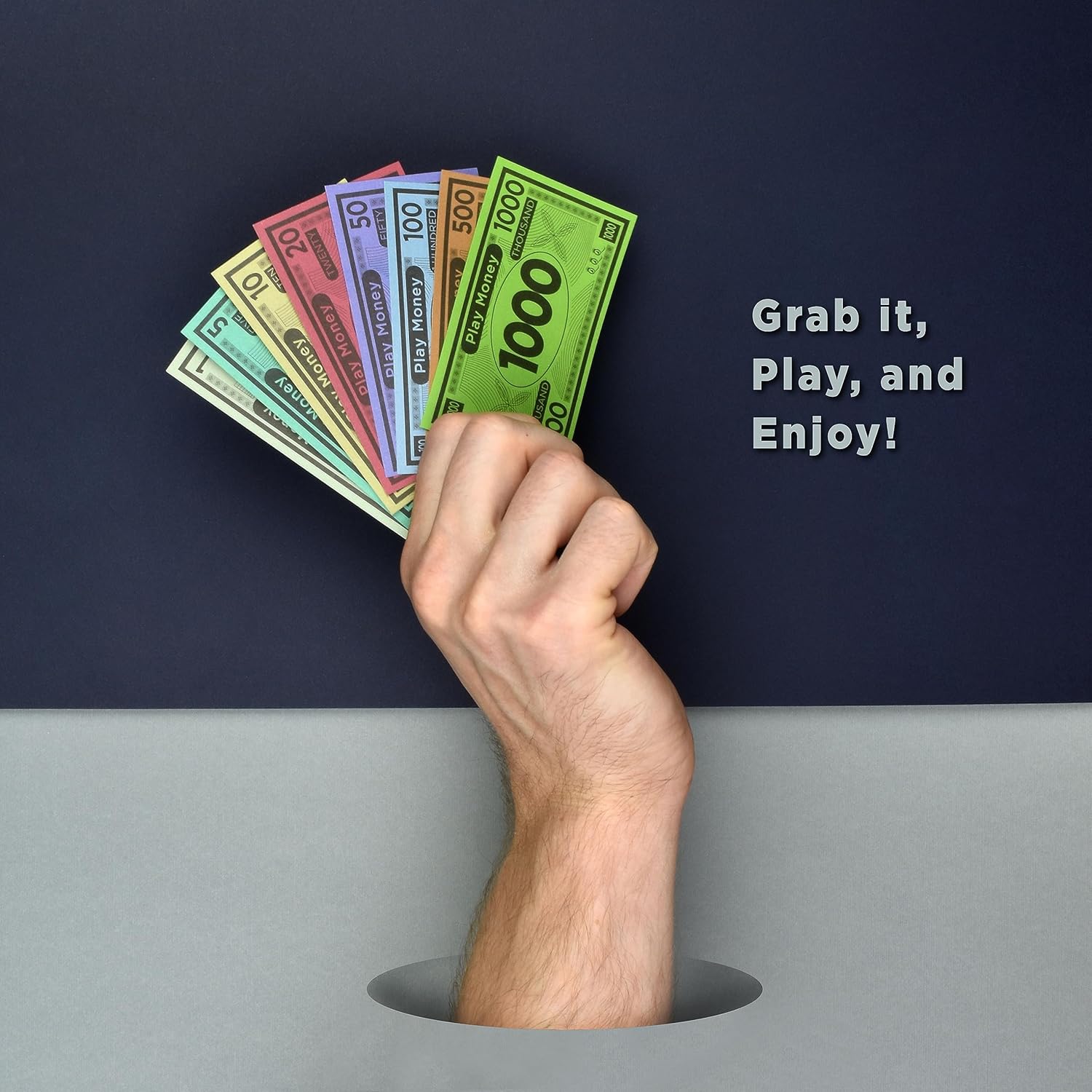 Dinero de juego adecuado para juegos de mesa Monopoly  480 piezas de 60 billetes de cada denominación  Papel de impresión de doble cara para cajero