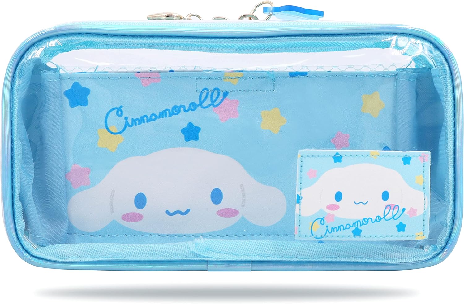 Bolsa de maquillaje transparente impermeable Estuche cosmético holográfico PVC bolsa de aseo bolsa de embalaje de viaje para niñas, Azul