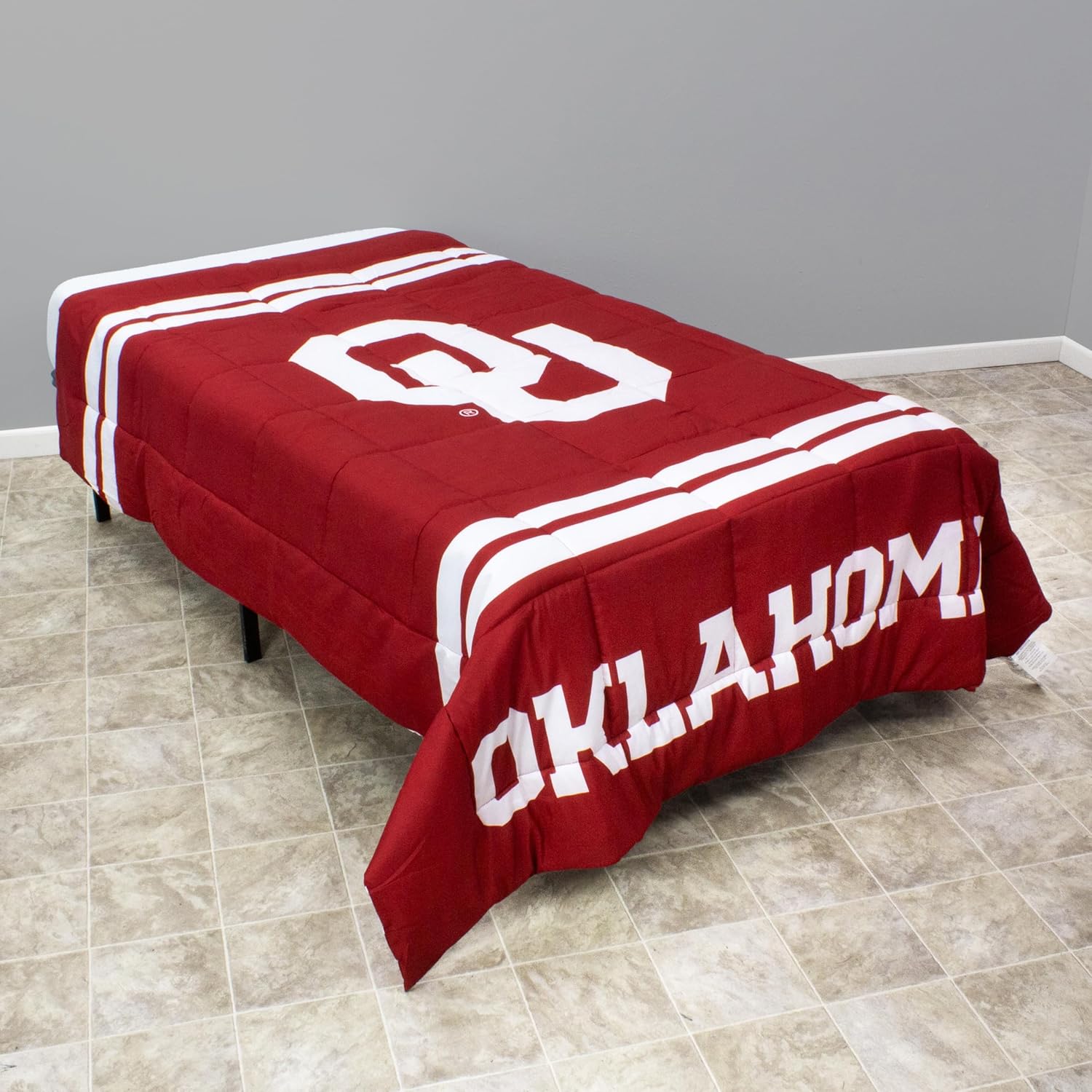 College Covers Everything Comfy Oklahoma Sooners – Edredón reversible con logotipo grande, suave y colorido, tamaño matrimonial