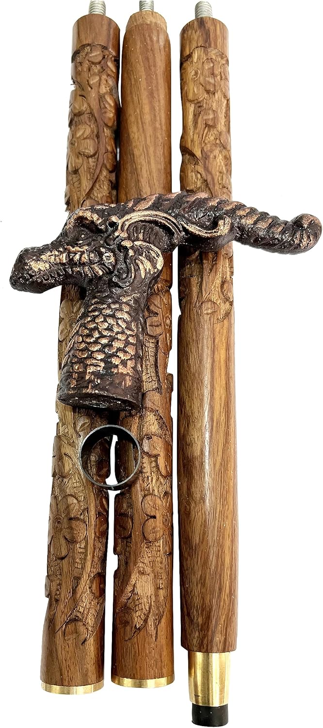 Bastón de latón antiguo con mango marrón dragón de latón macizo, bastón para caminar para ancianos, bastón náutico de madera unisex